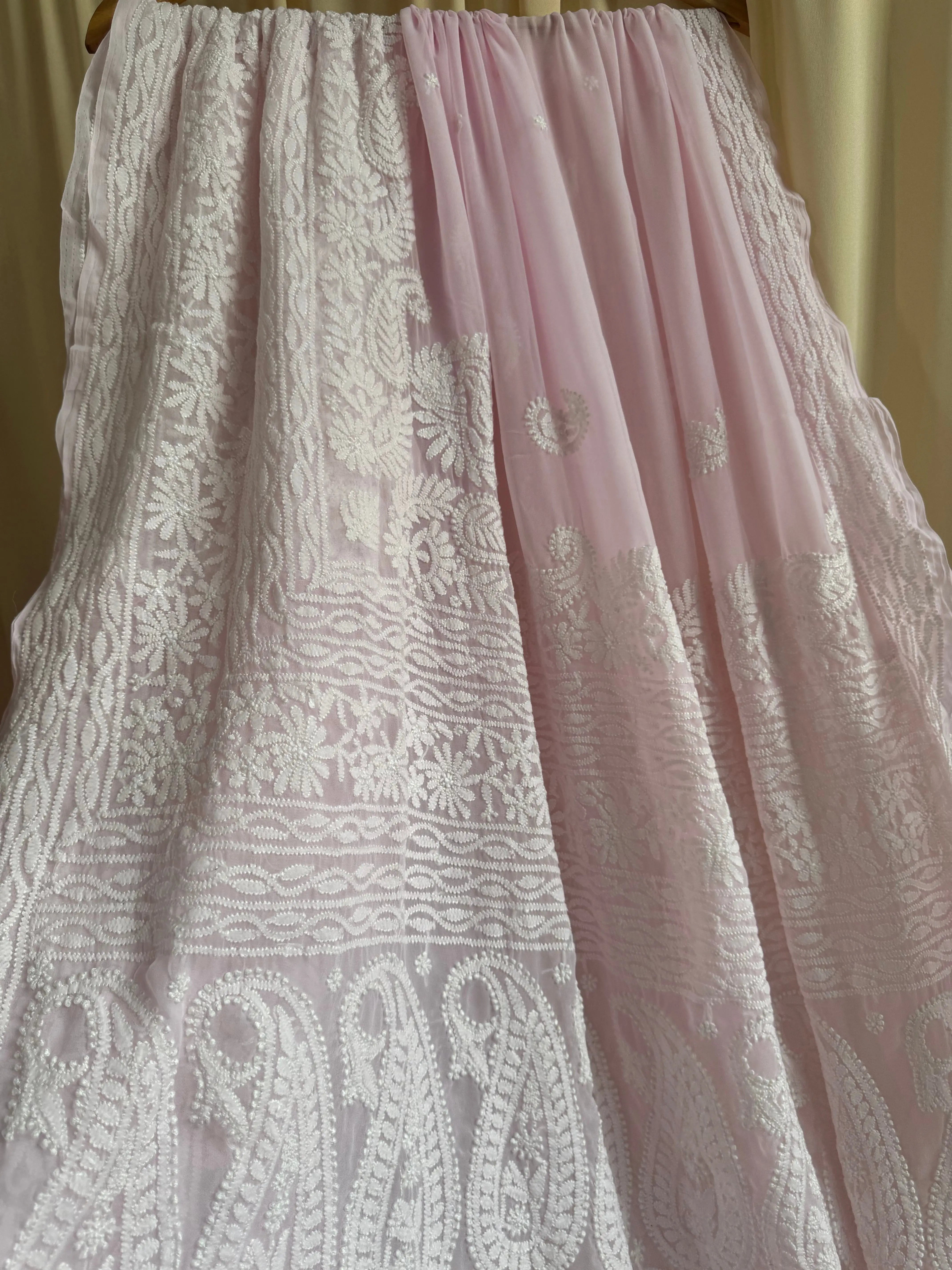 Georgette Chikankari saree in Pink ARIAA CHIKANKARI 