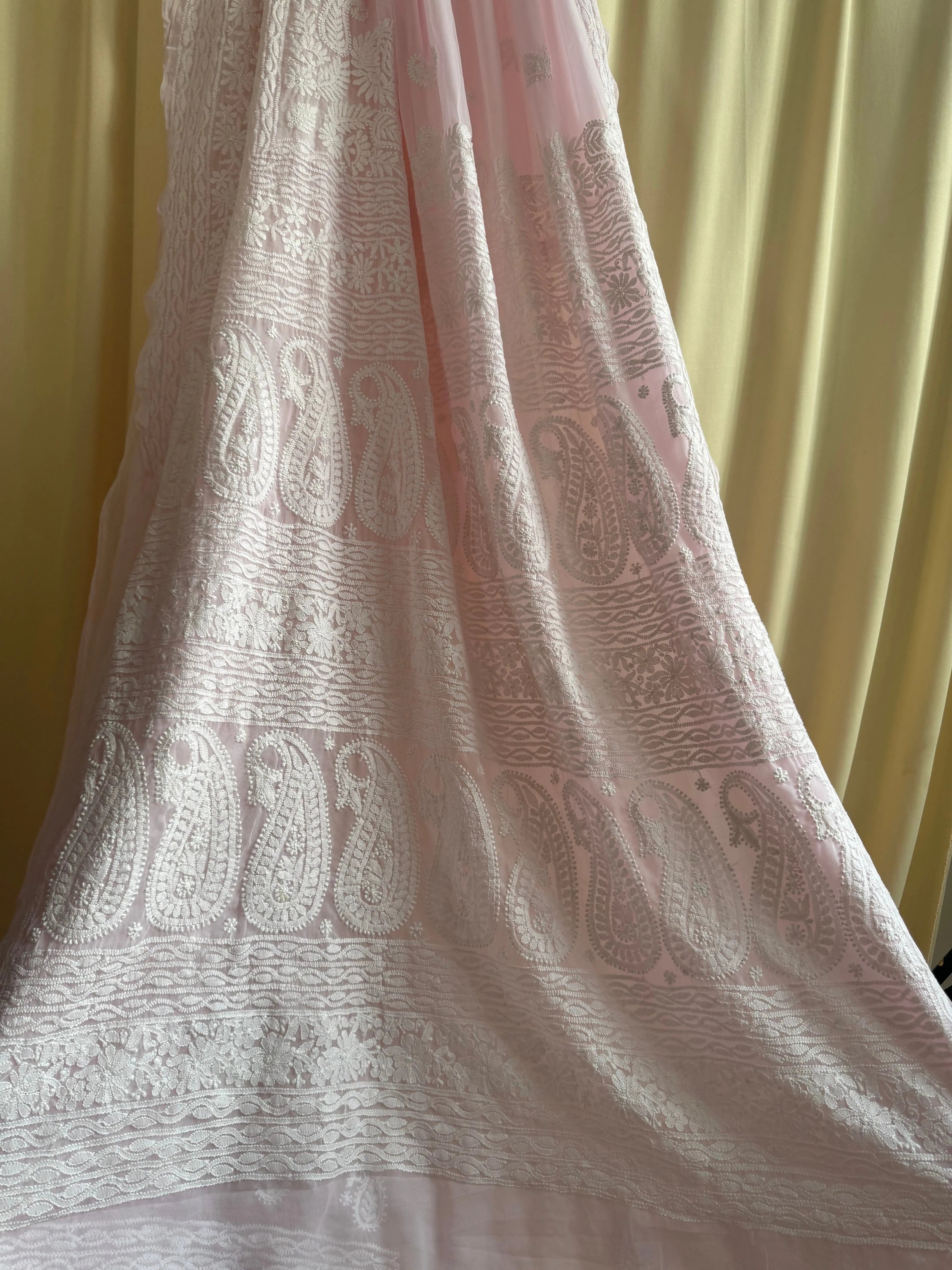 Georgette Chikankari saree in Pink ARIAA CHIKANKARI 