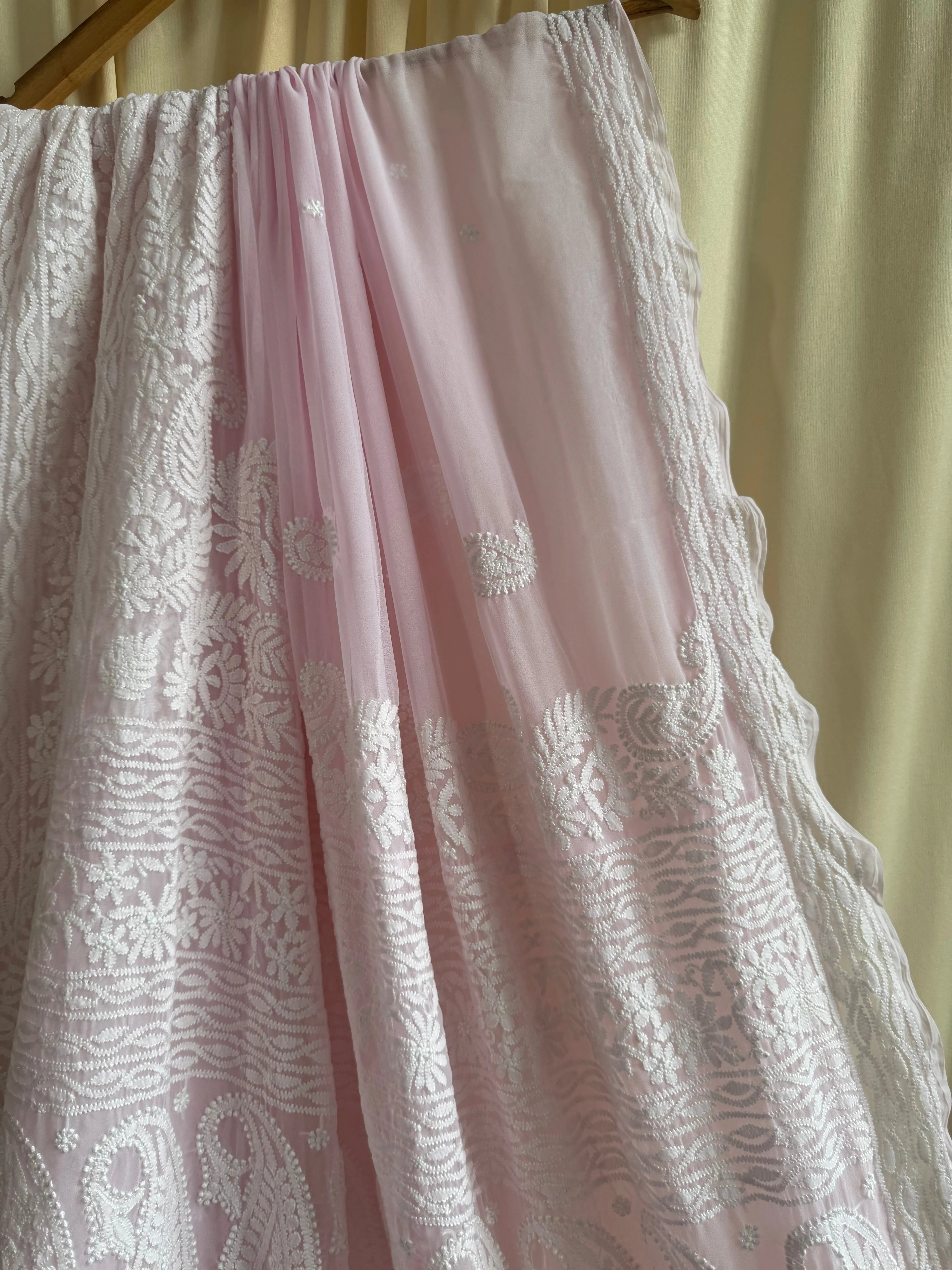 Georgette Chikankari saree in Pink ARIAA CHIKANKARI 