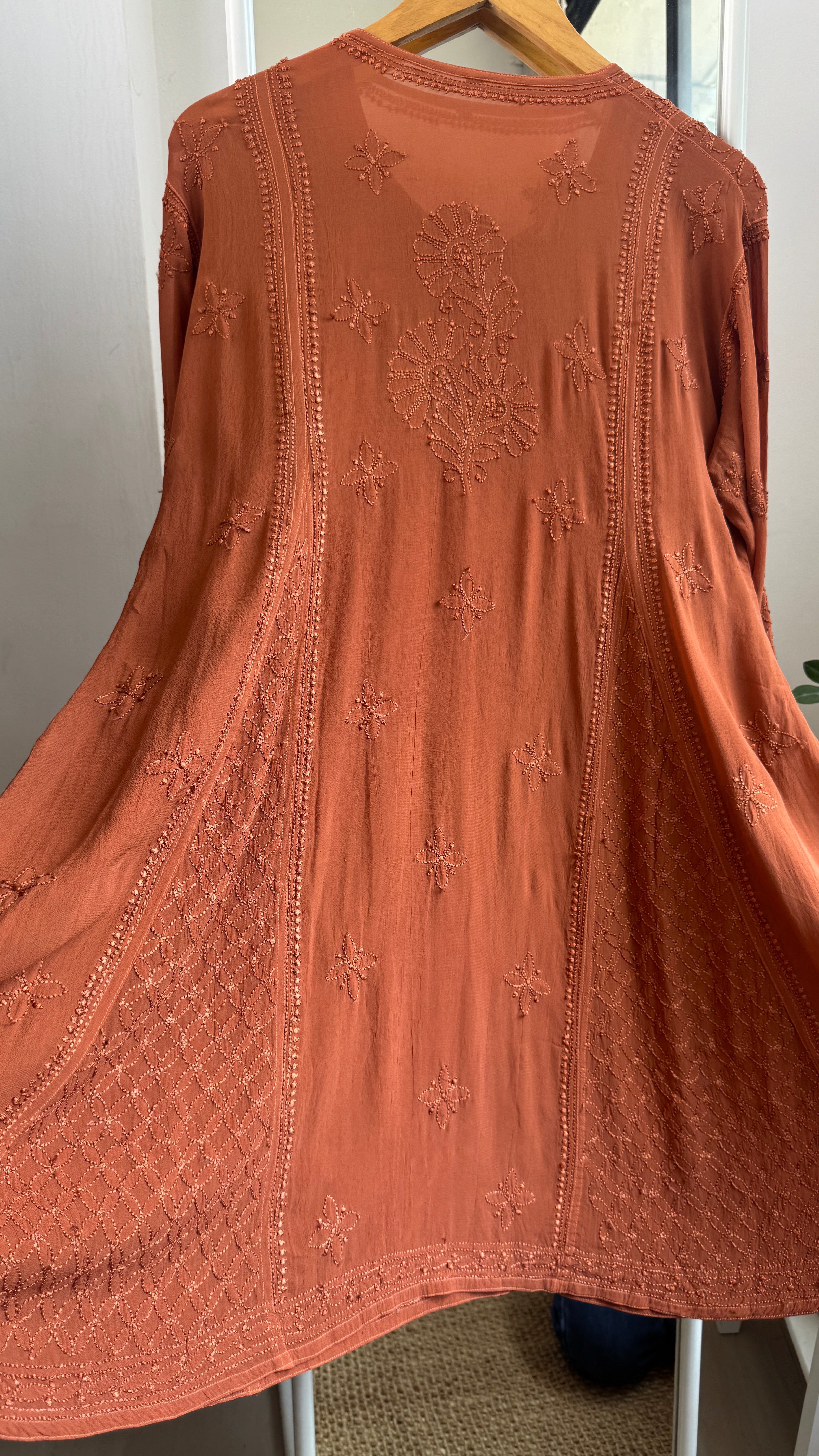 Viscose Chikankari Short Anarkali - Brown - Sahar Collection
