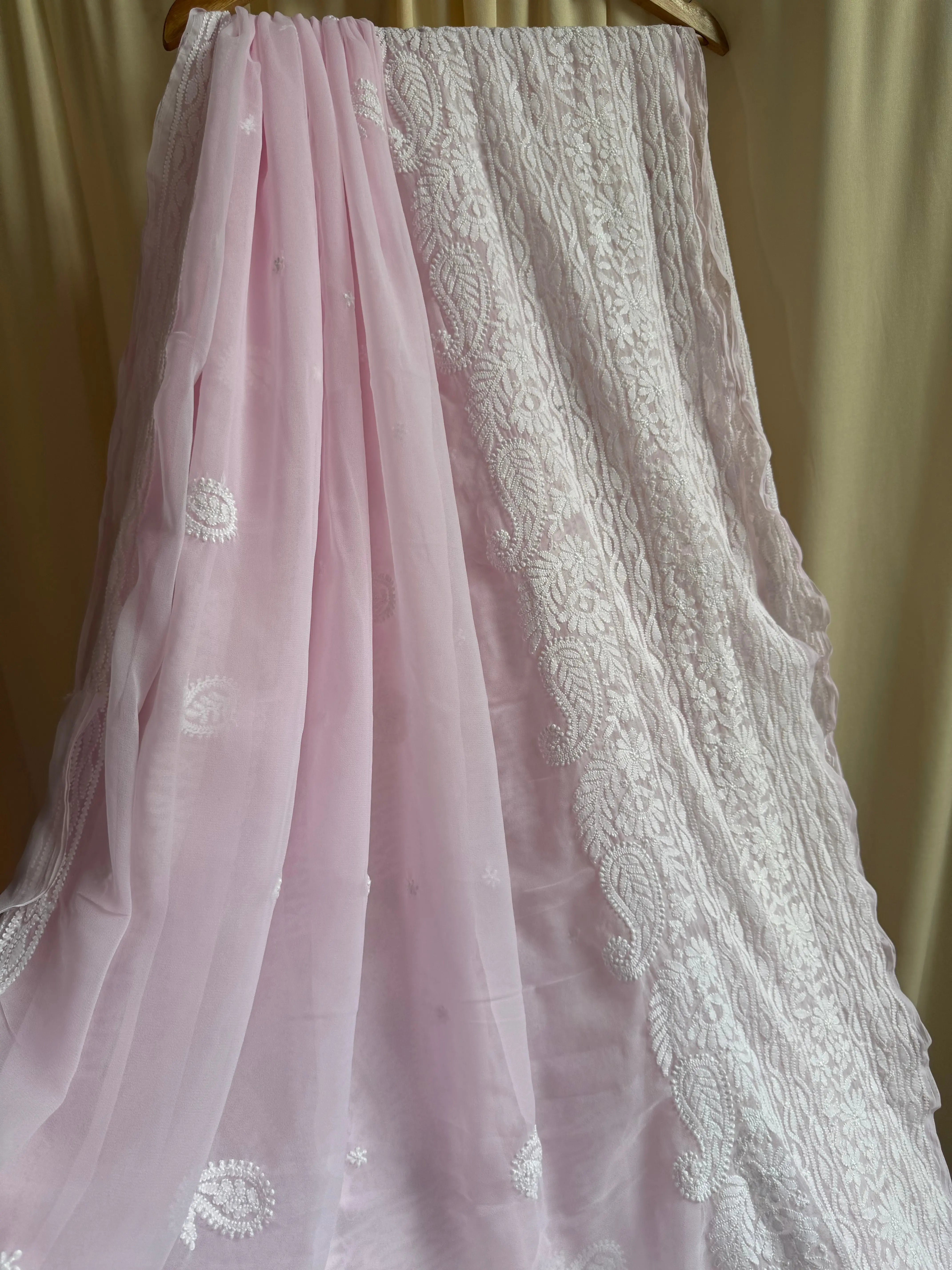 Georgette Chikankari saree in Pink ARIAA CHIKANKARI 