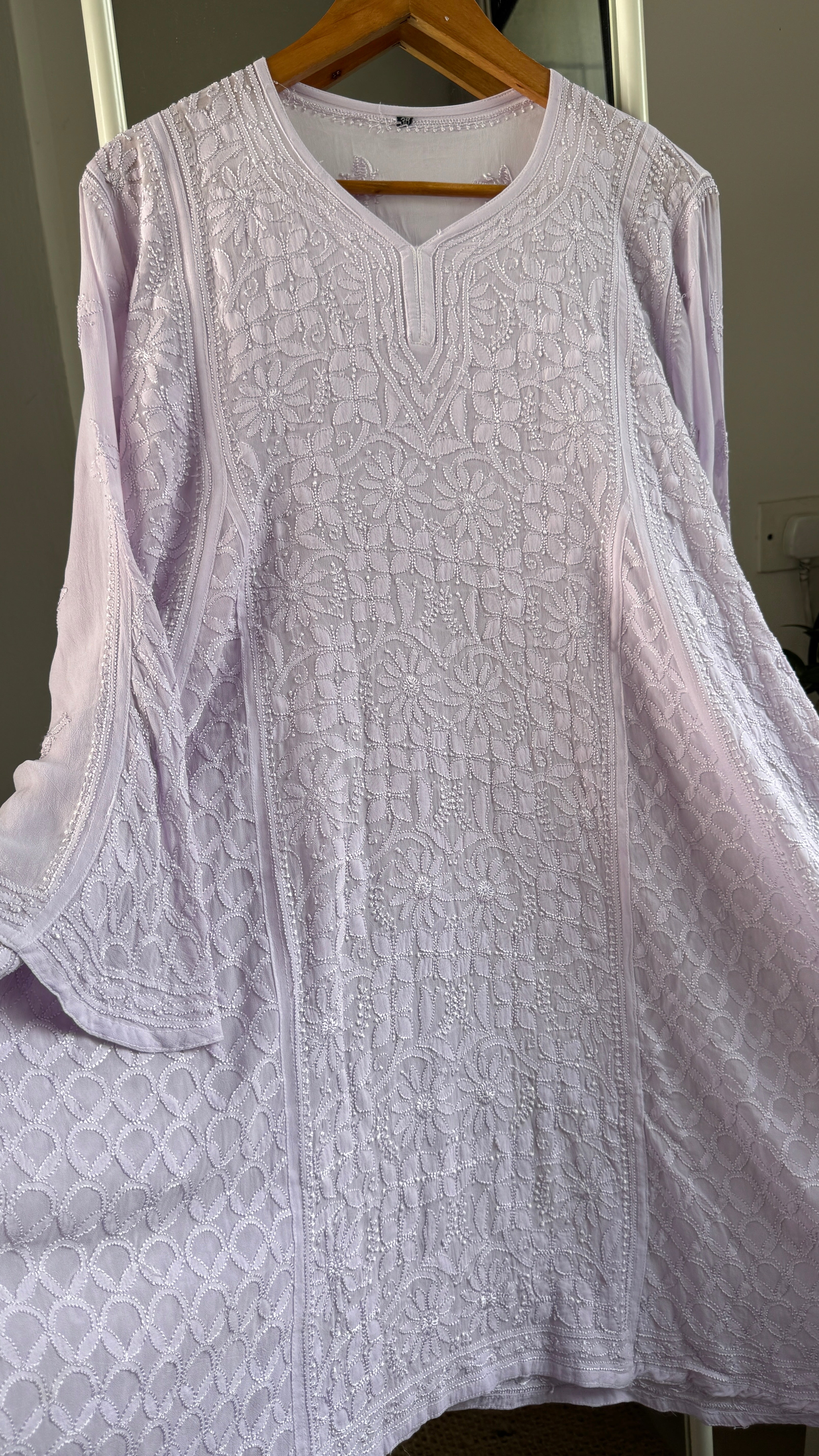 Viscose Chikankari Short Anarkali - Lilac - Sahar Collection