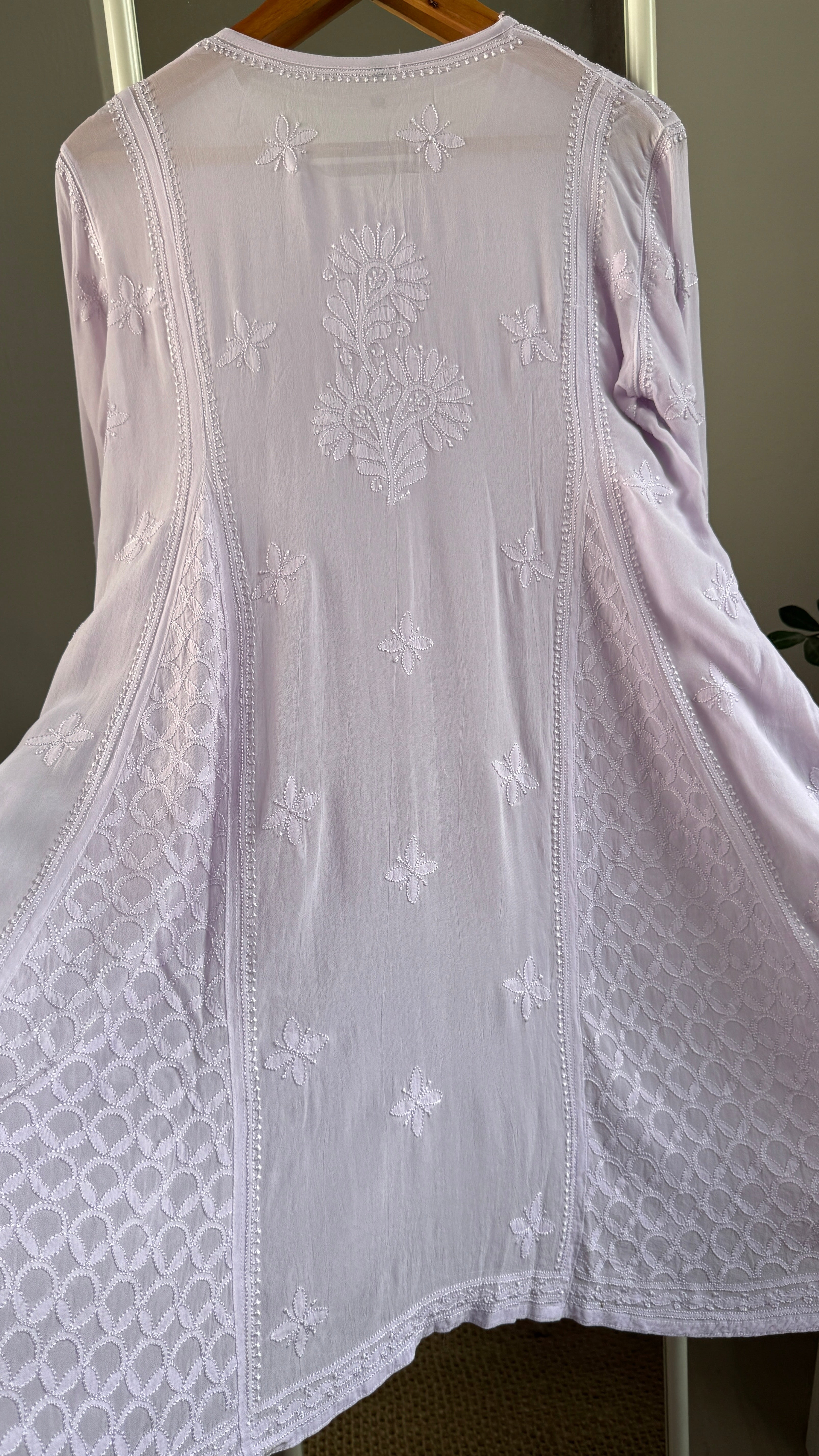 Viscose Chikankari Short Anarkali - Lilac - Sahar Collection