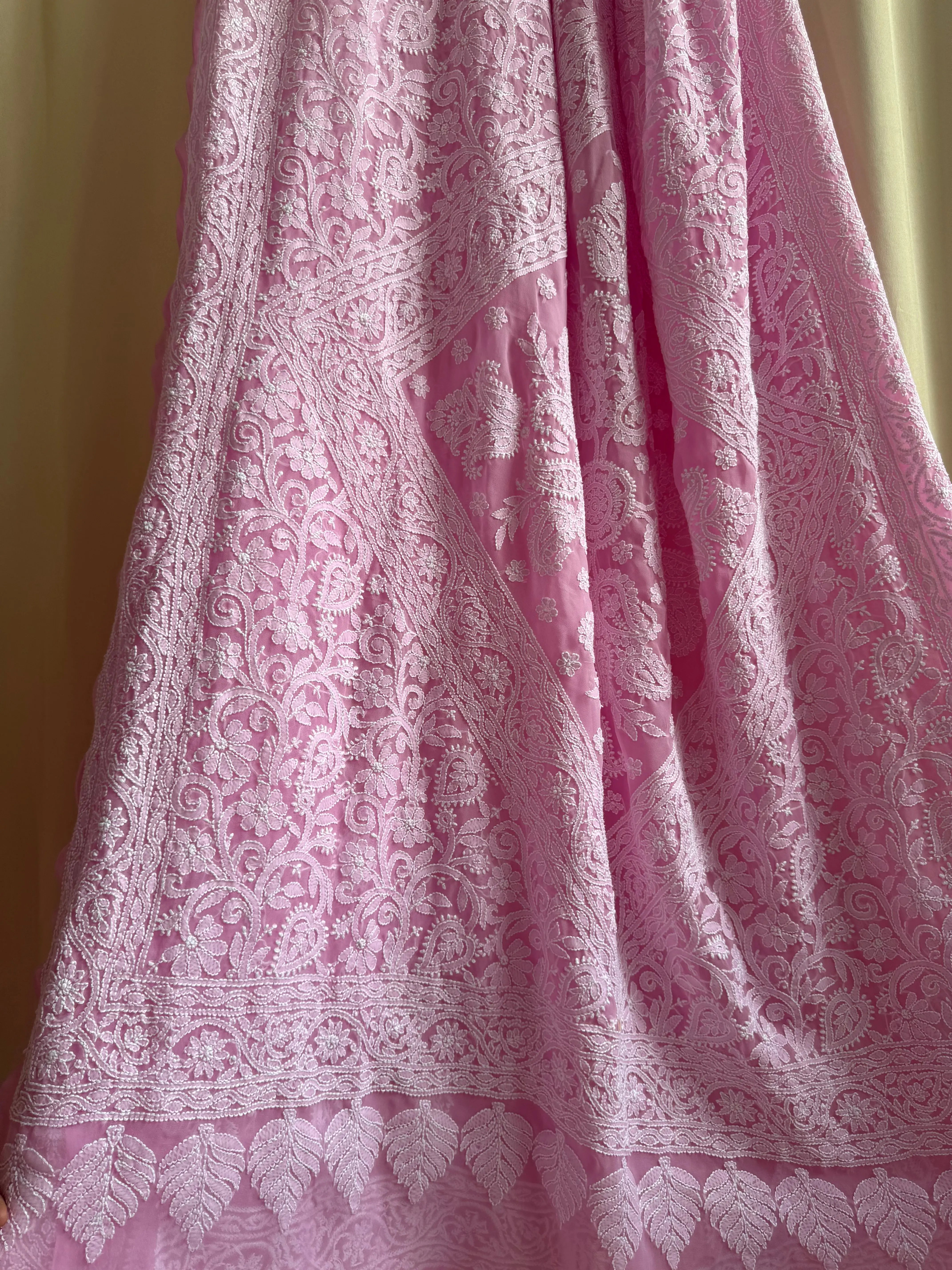 Georgette Chikankari saree in Pink ARIAA CHIKANKARI 