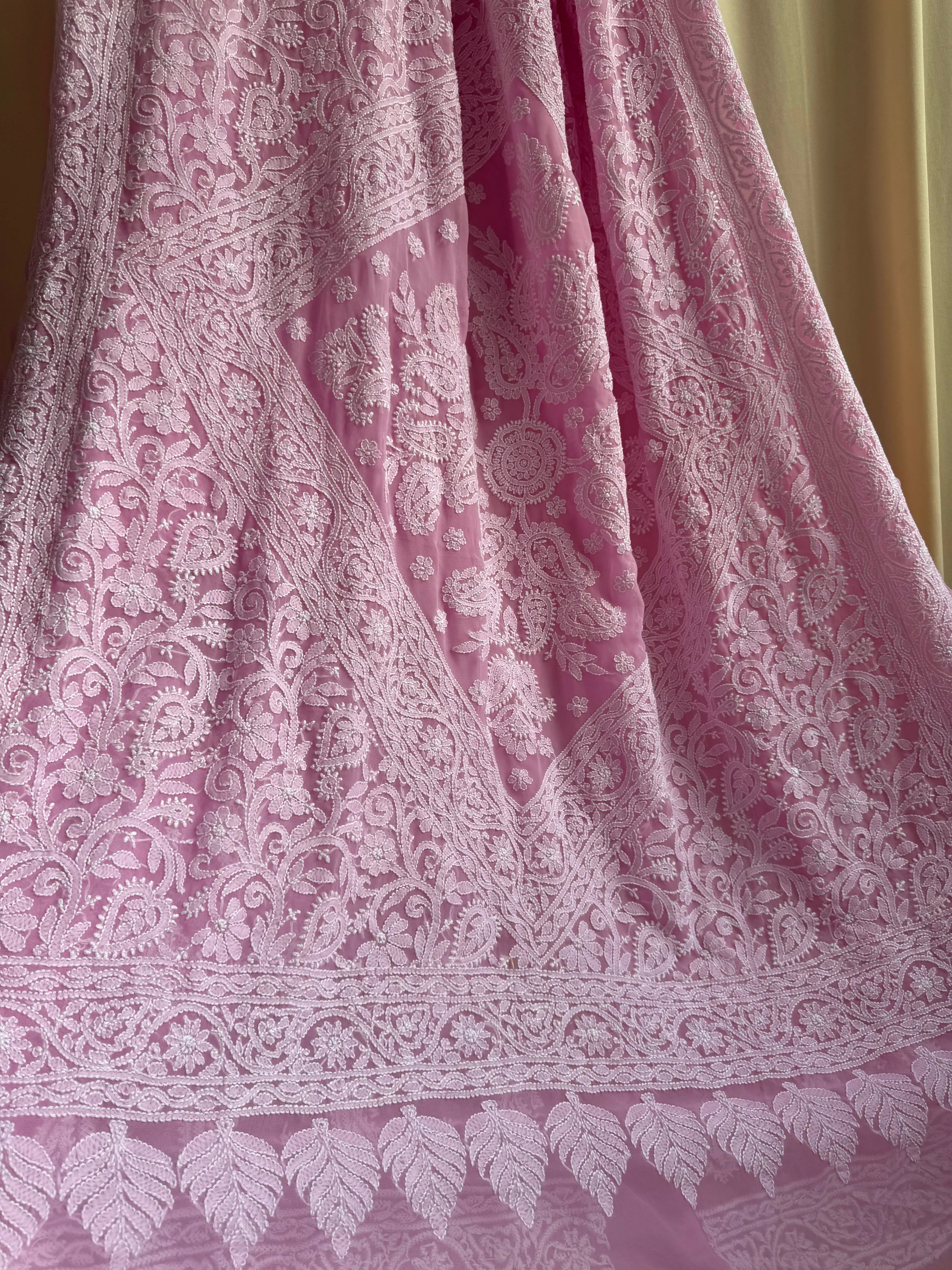 Georgette Chikankari saree in Pink ARIAA CHIKANKARI 