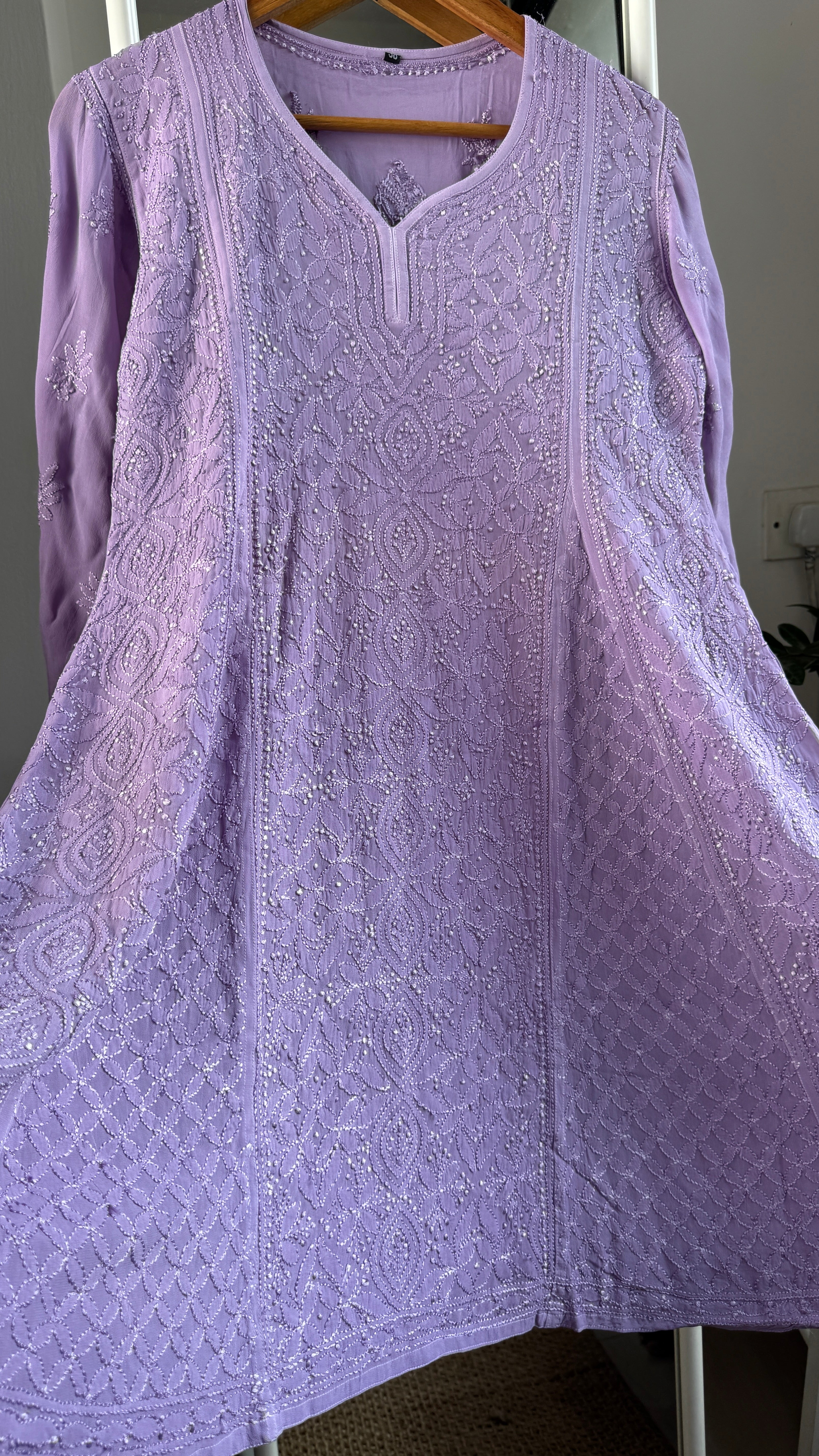 Viscose Chikankari Short Anarkali - Lavander - Sahar Collection