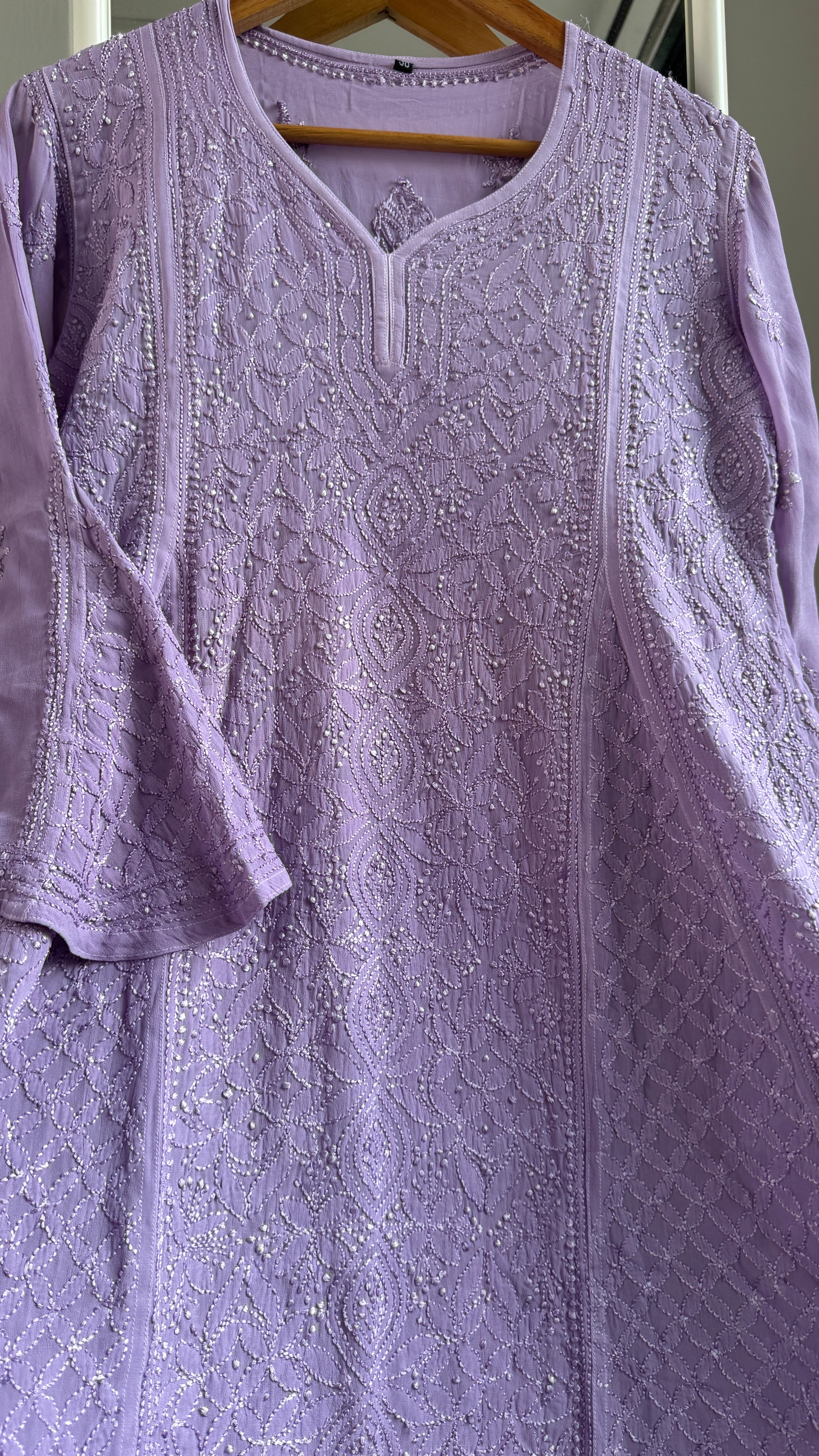 Viscose Chikankari Short Anarkali - Lavander - Sahar Collection
