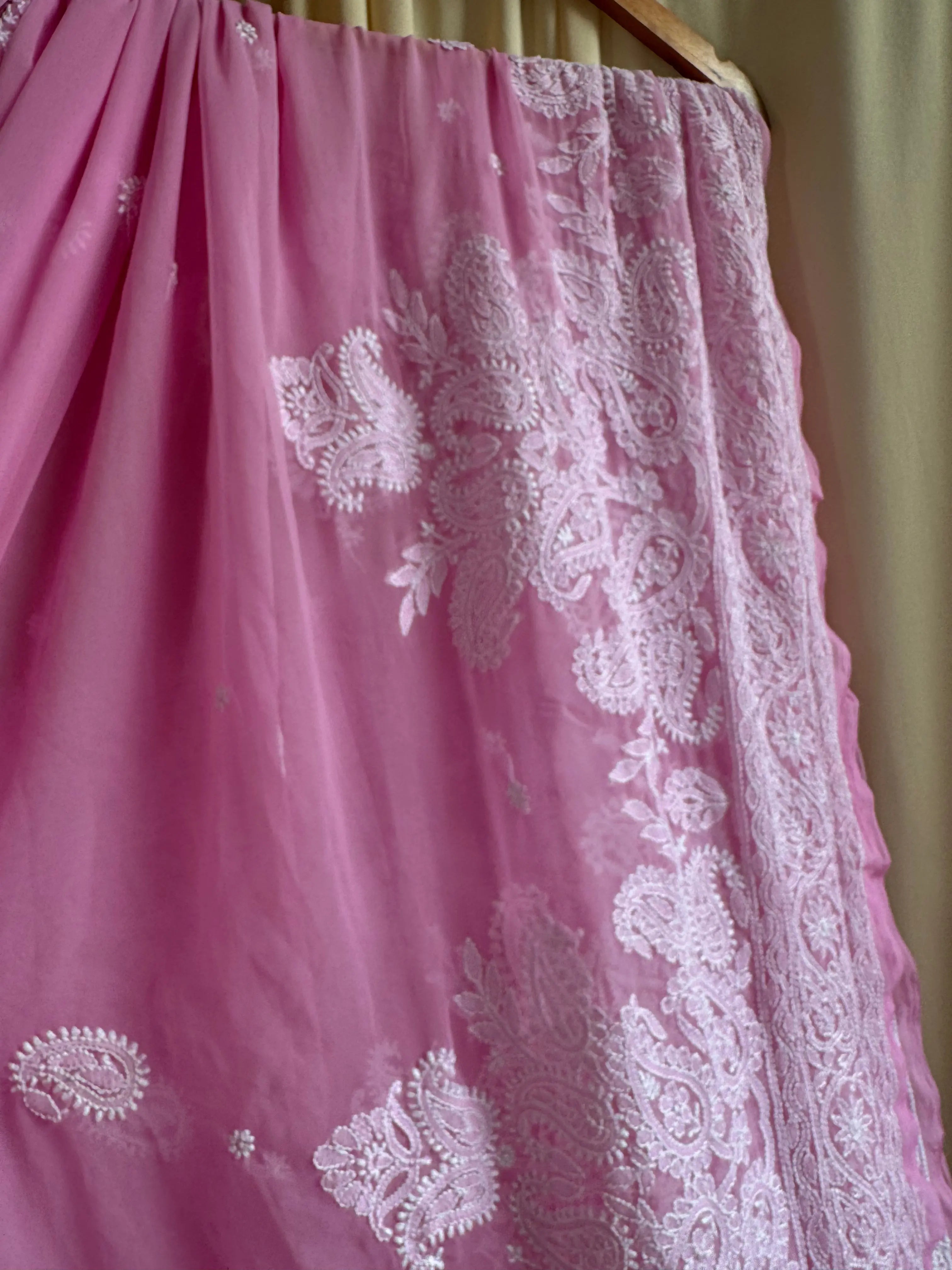 Georgette Chikankari saree in Pink ARIAA CHIKANKARI 