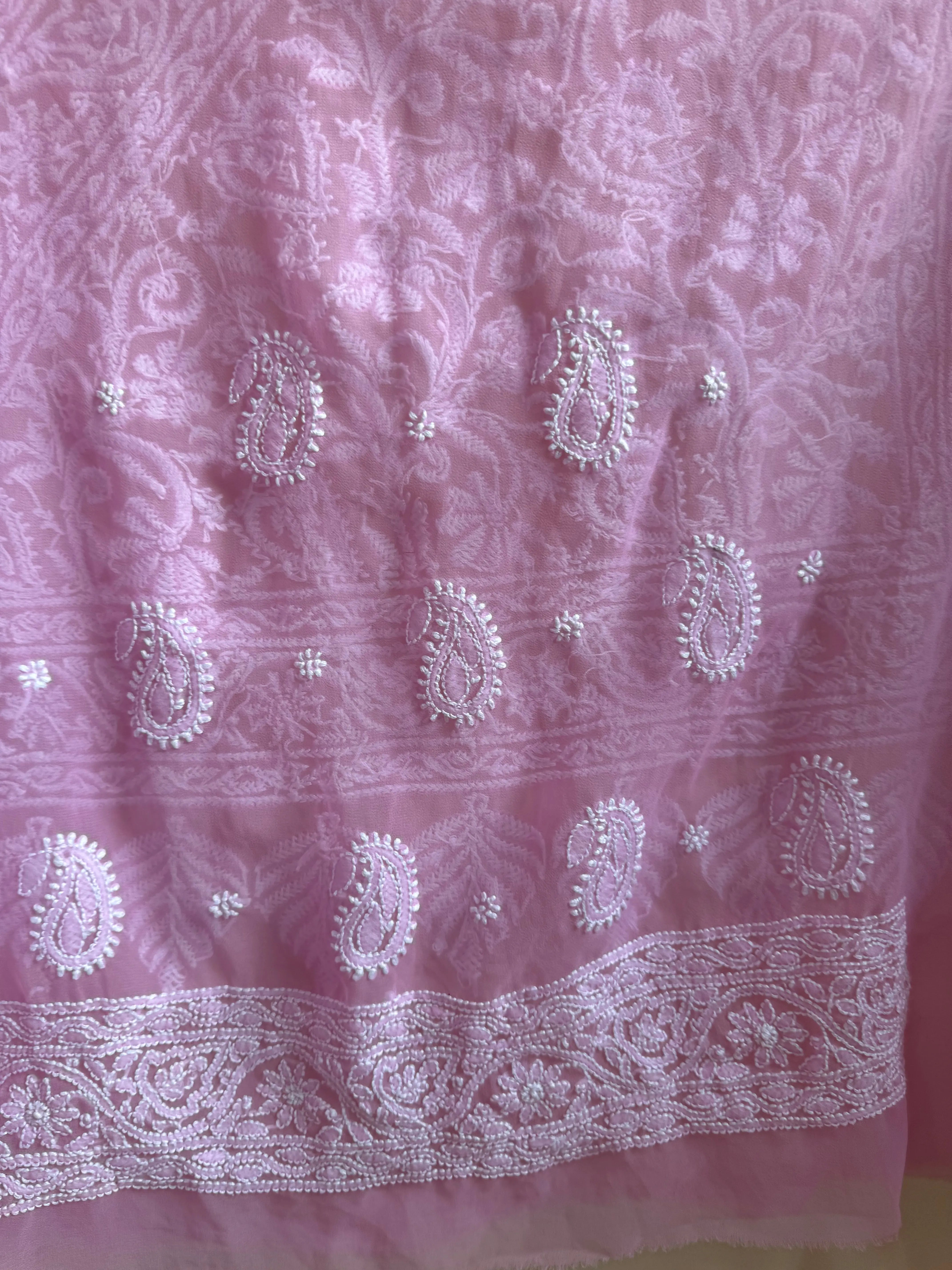 Georgette Chikankari saree in Pink ARIAA CHIKANKARI 