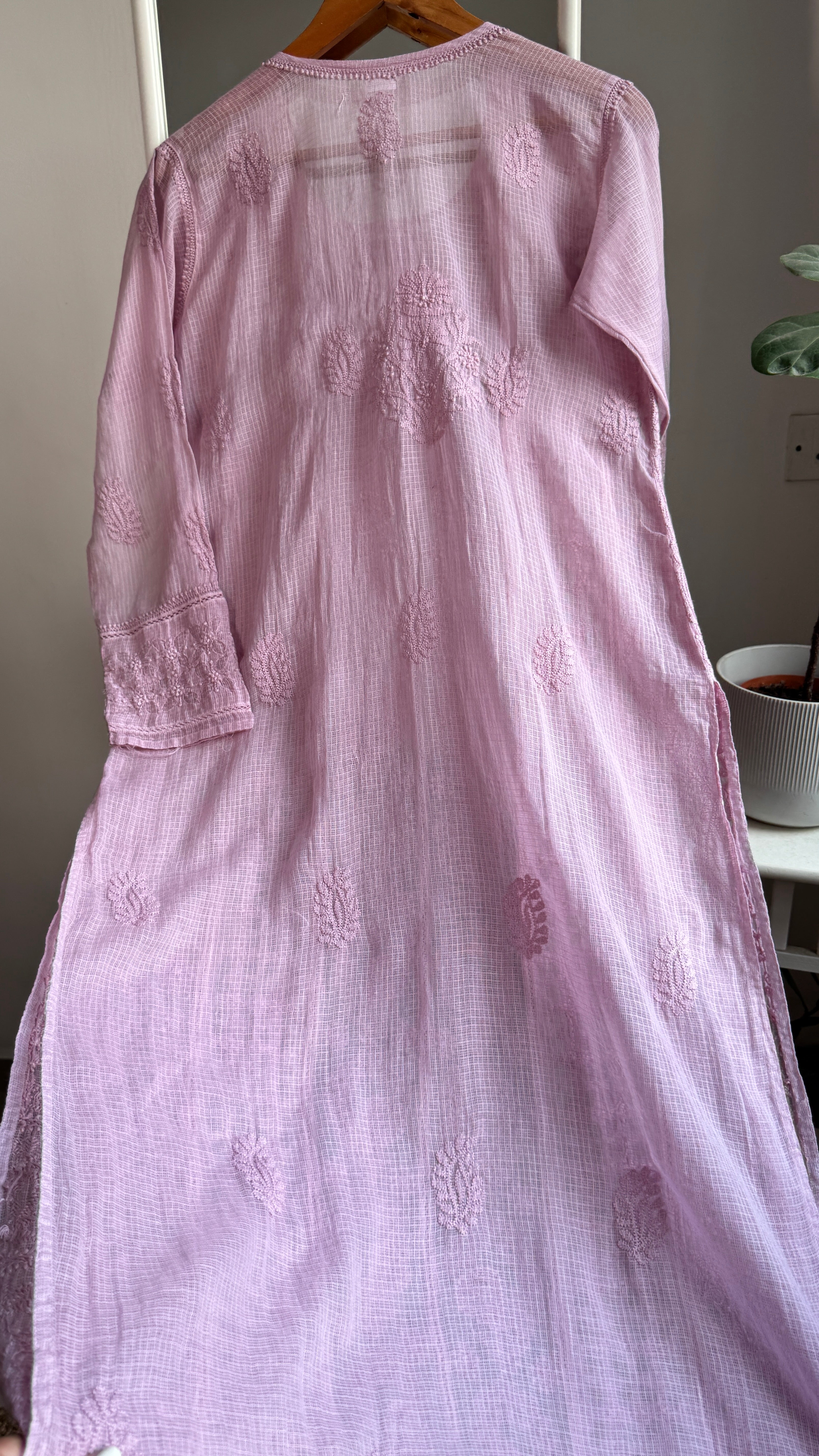 Kota Soft Cotton Chikankari Kurti - Mauve - CHAND Collection