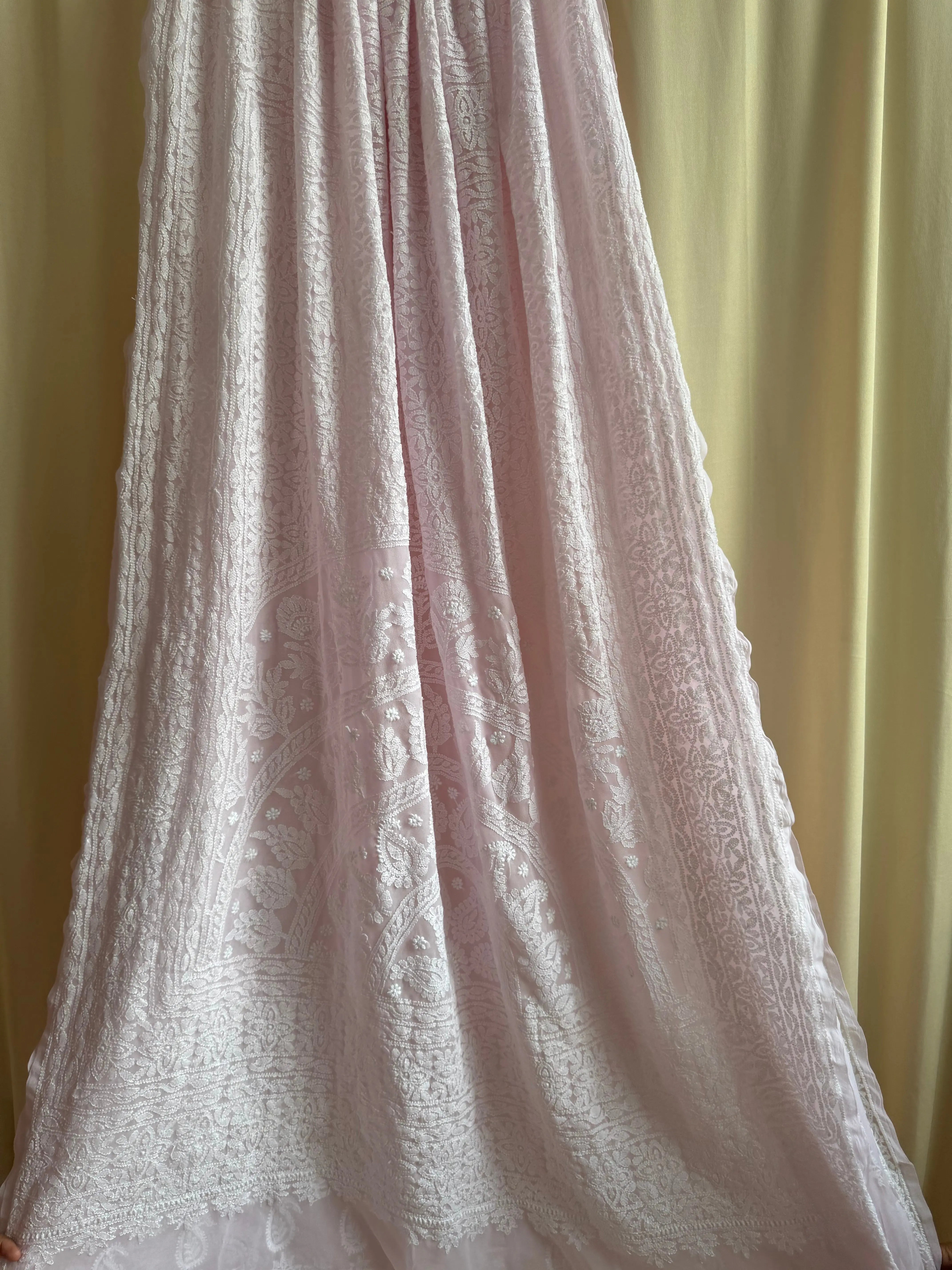 Georgette Chikankari saree in Pink ARIAA CHIKANKARI 