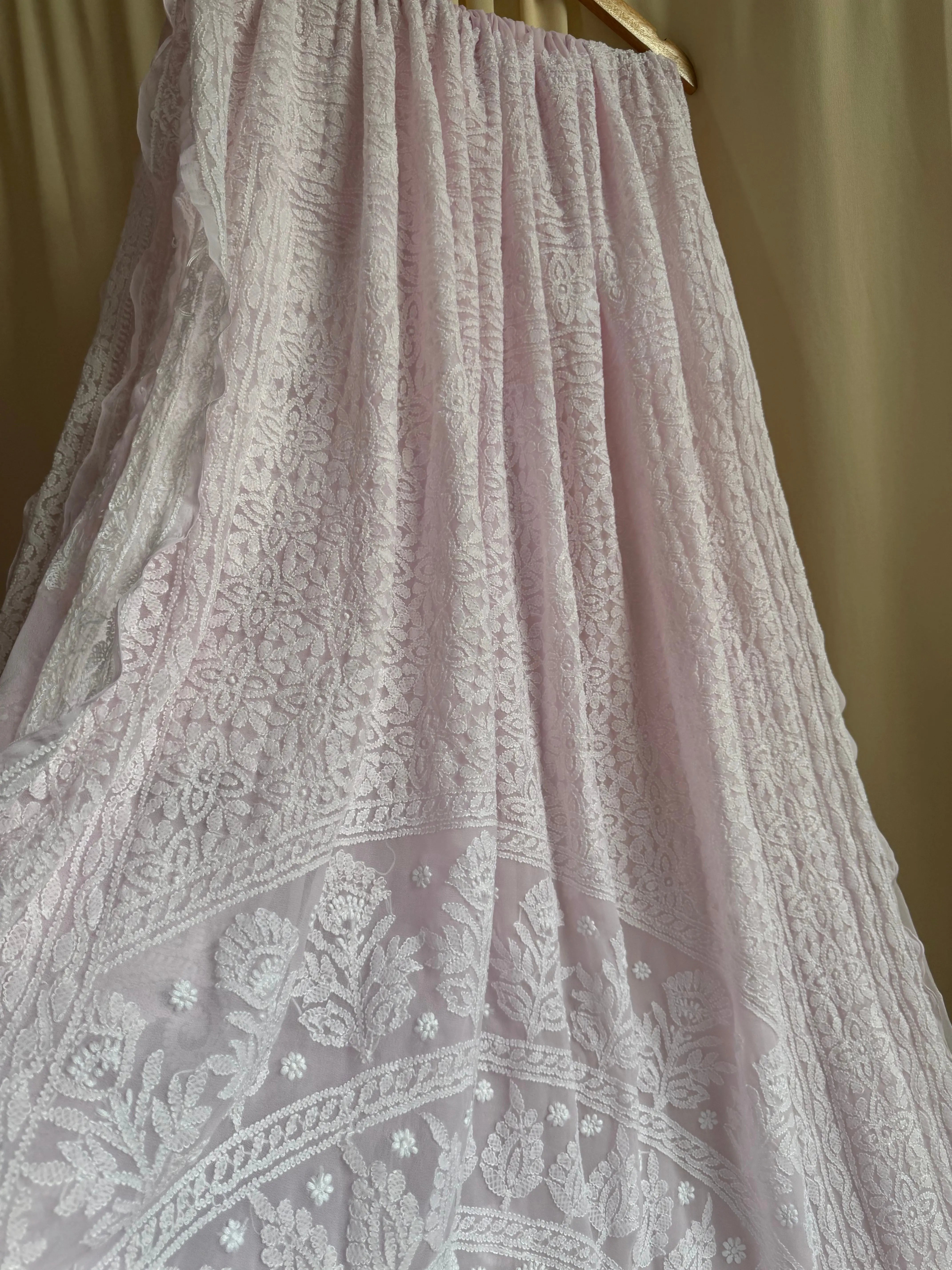 Georgette Chikankari saree in Pink ARIAA CHIKANKARI 