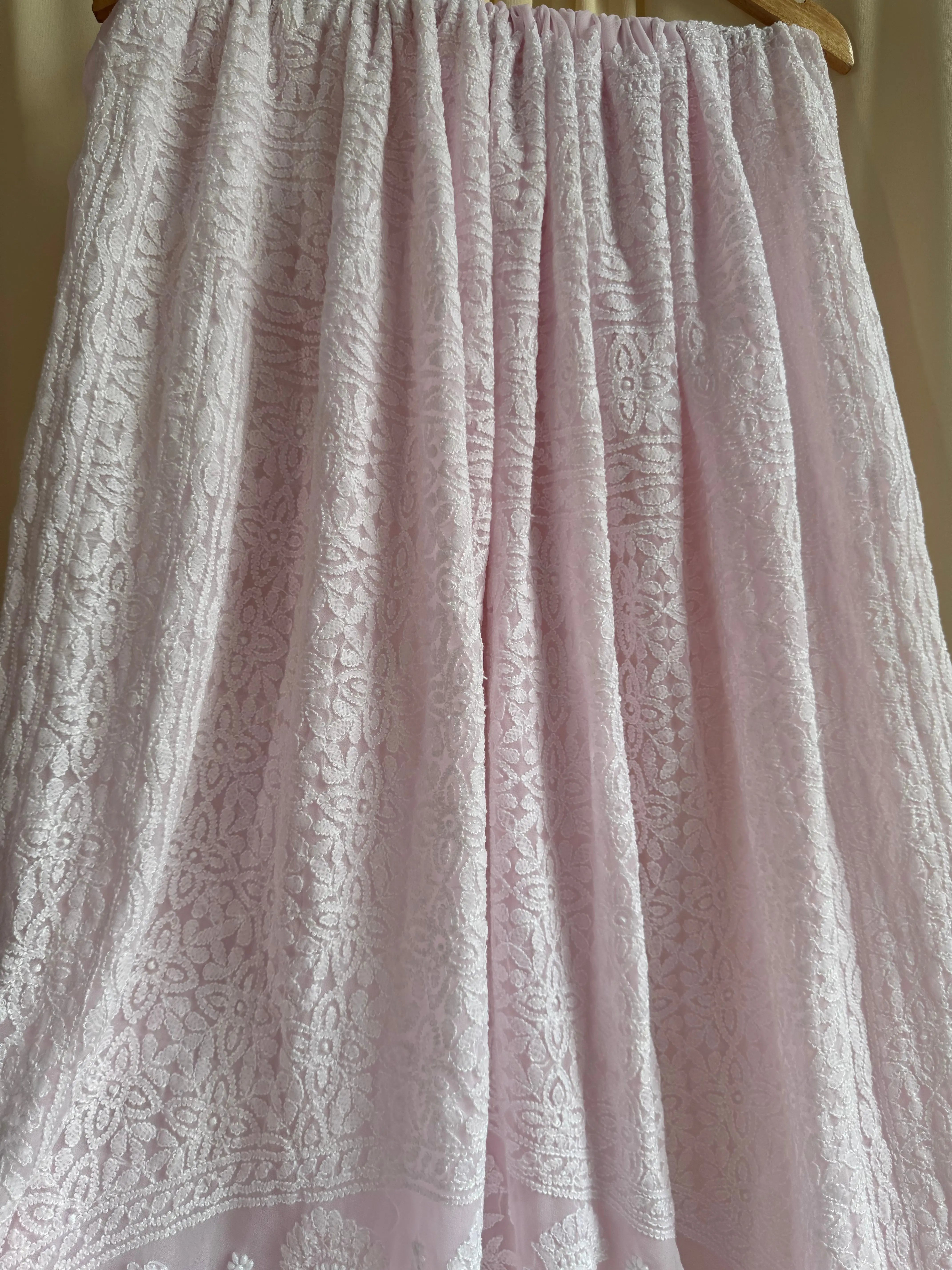 Georgette Chikankari saree in Pink ARIAA CHIKANKARI 