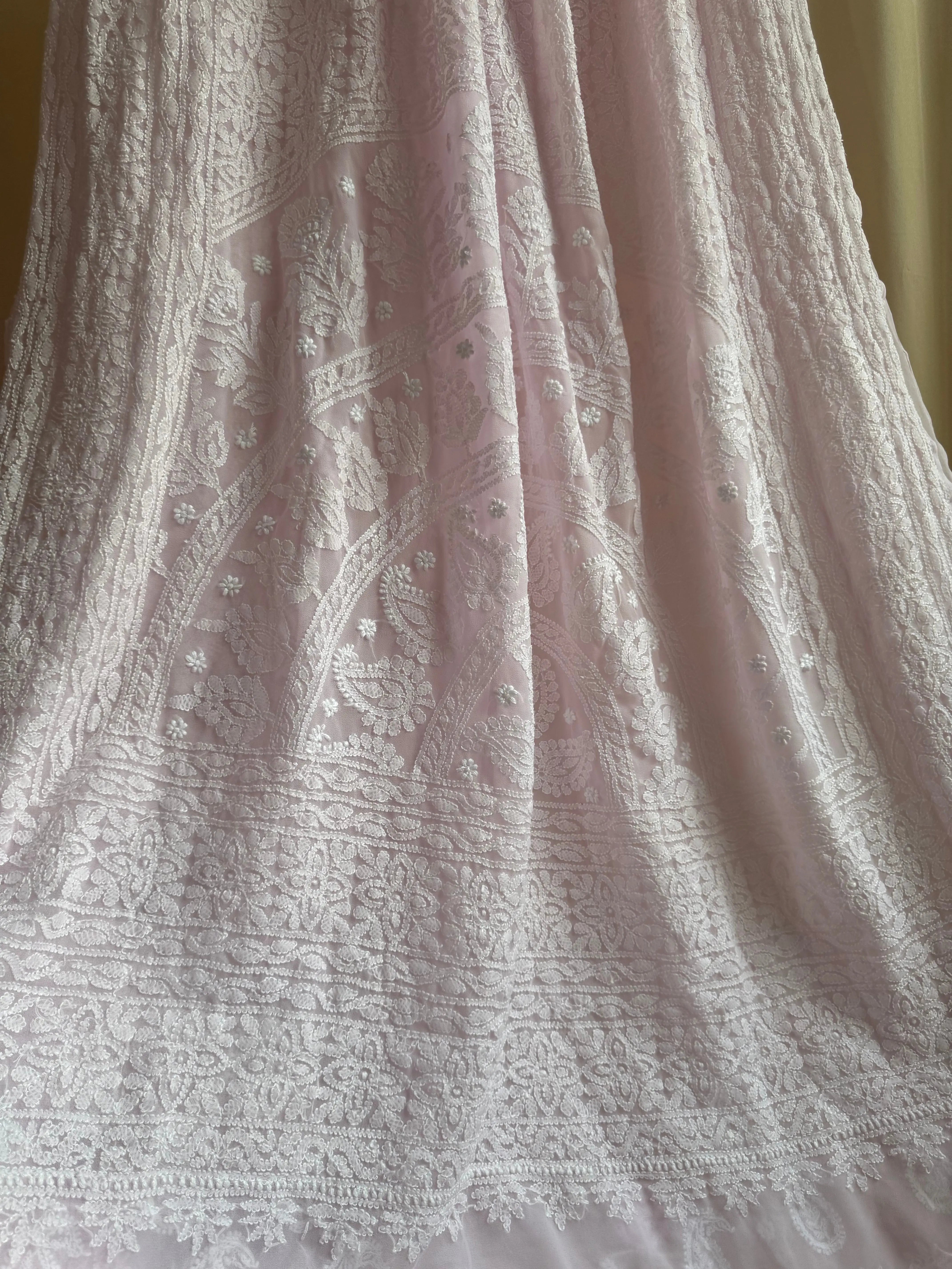 Georgette Chikankari saree in Pink ARIAA CHIKANKARI 