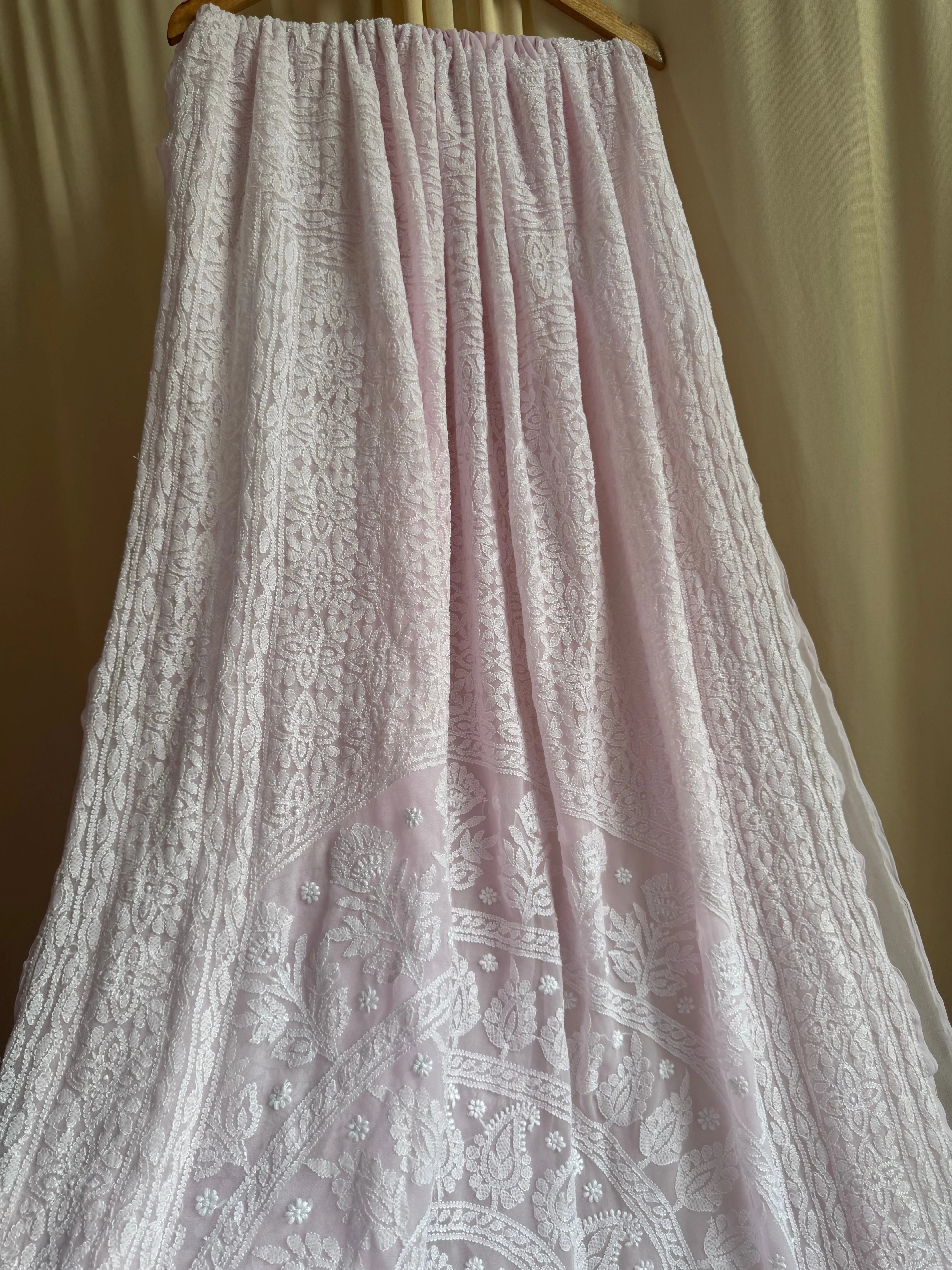 Georgette Chikankari saree in Pink ARIAA CHIKANKARI 