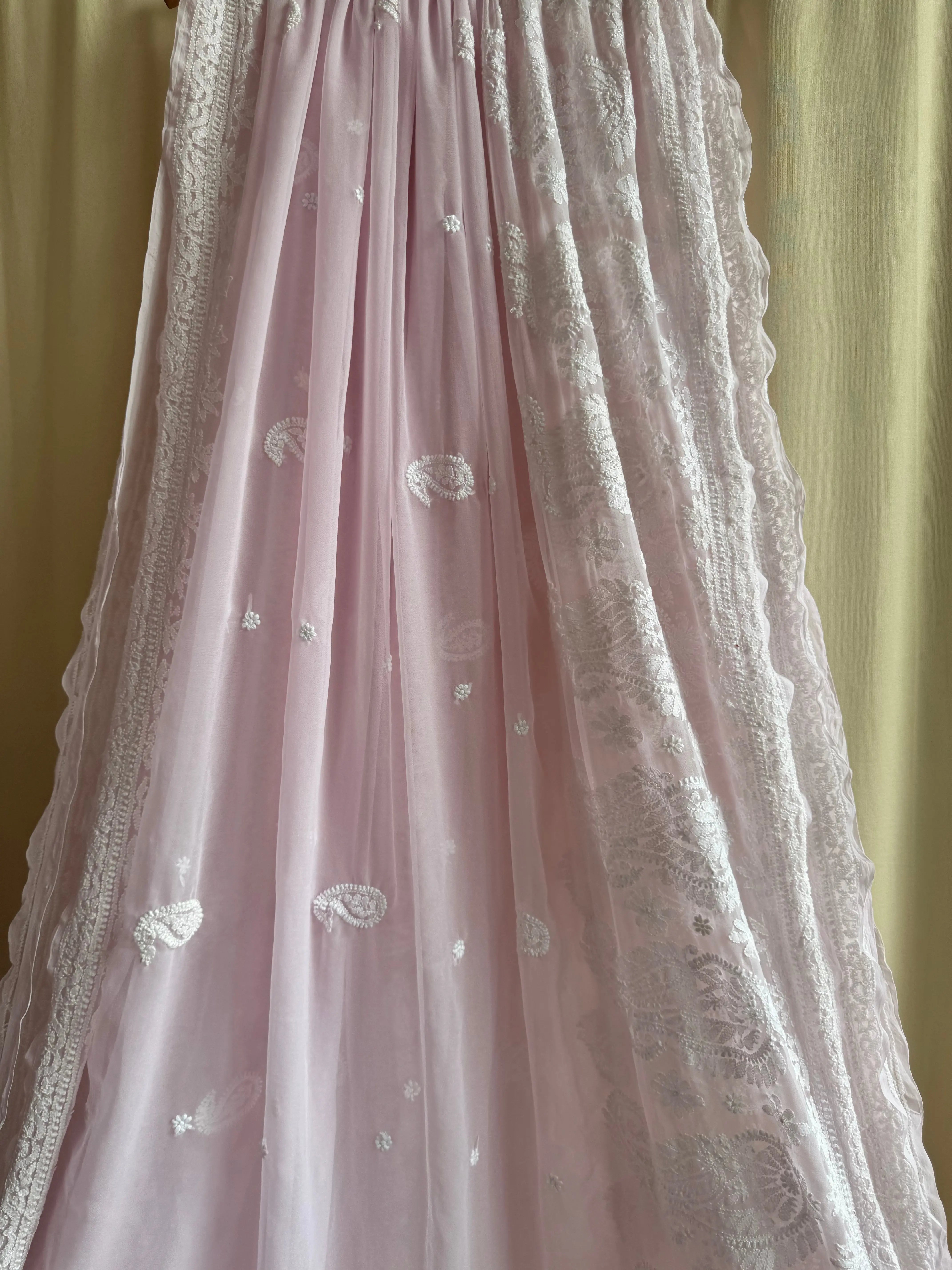 Georgette Chikankari saree in Pink ARIAA CHIKANKARI 