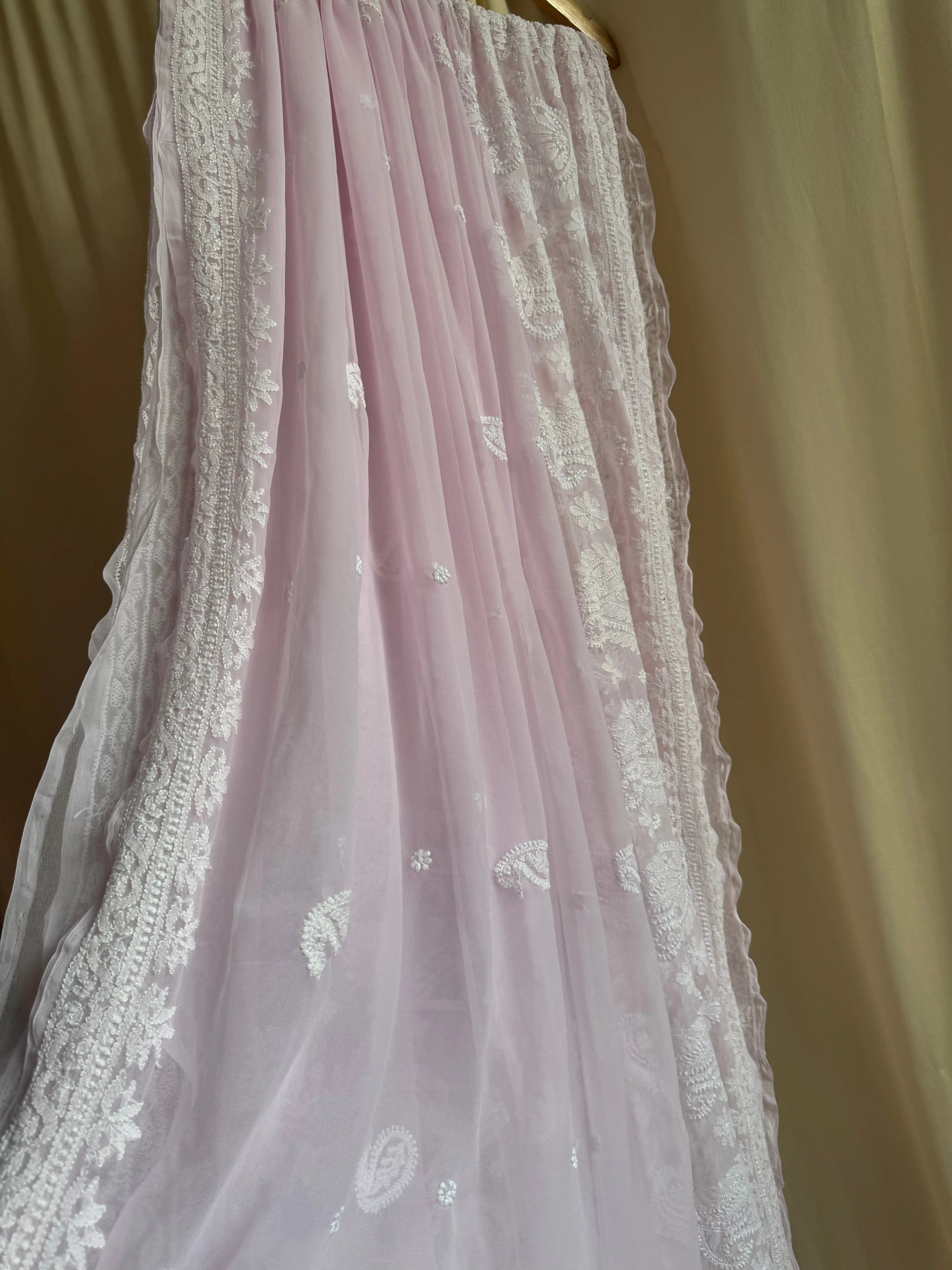 Georgette Chikankari saree in Pink ARIAA CHIKANKARI 