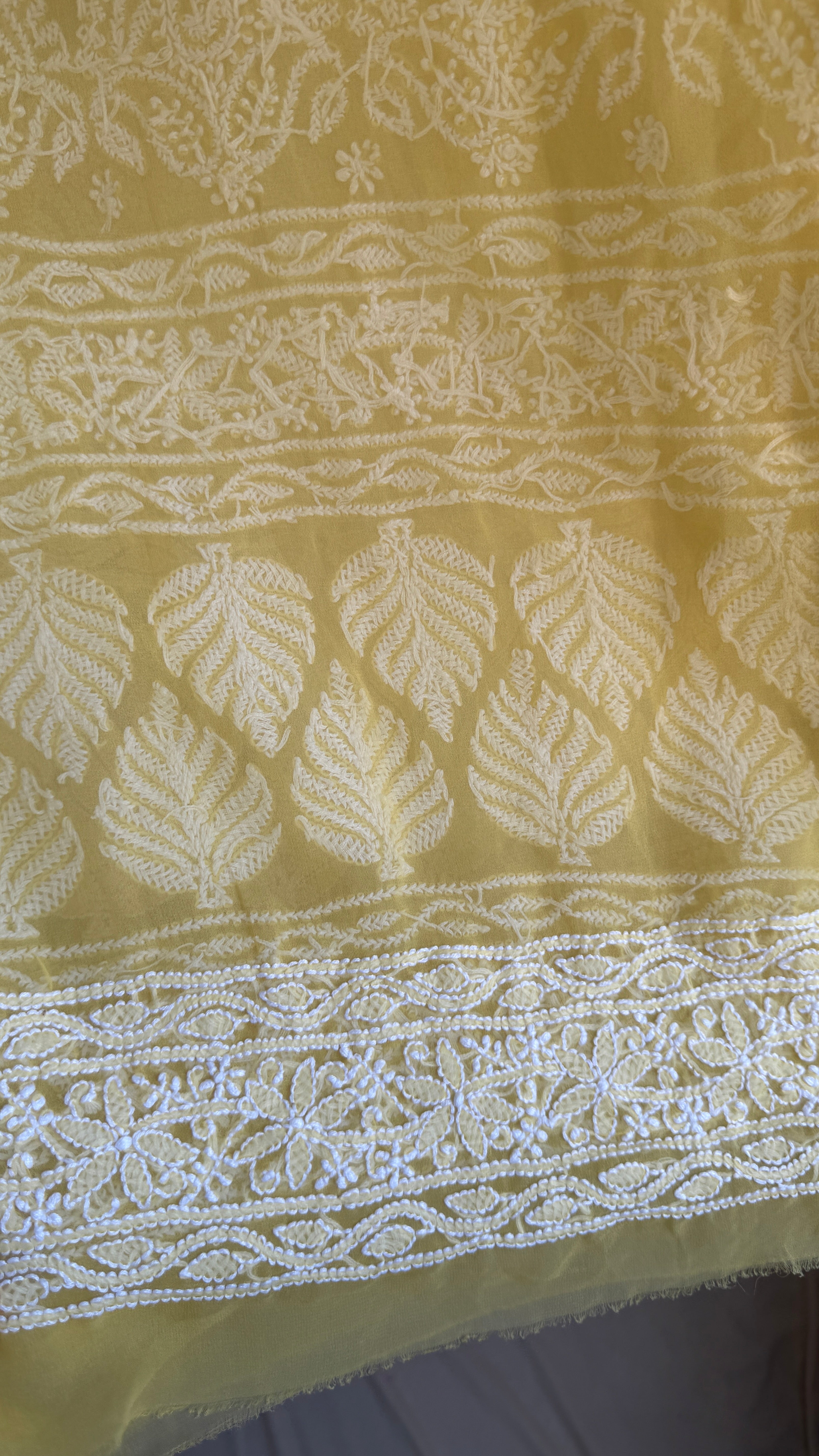 Georgette Chikankari saree in Yellow