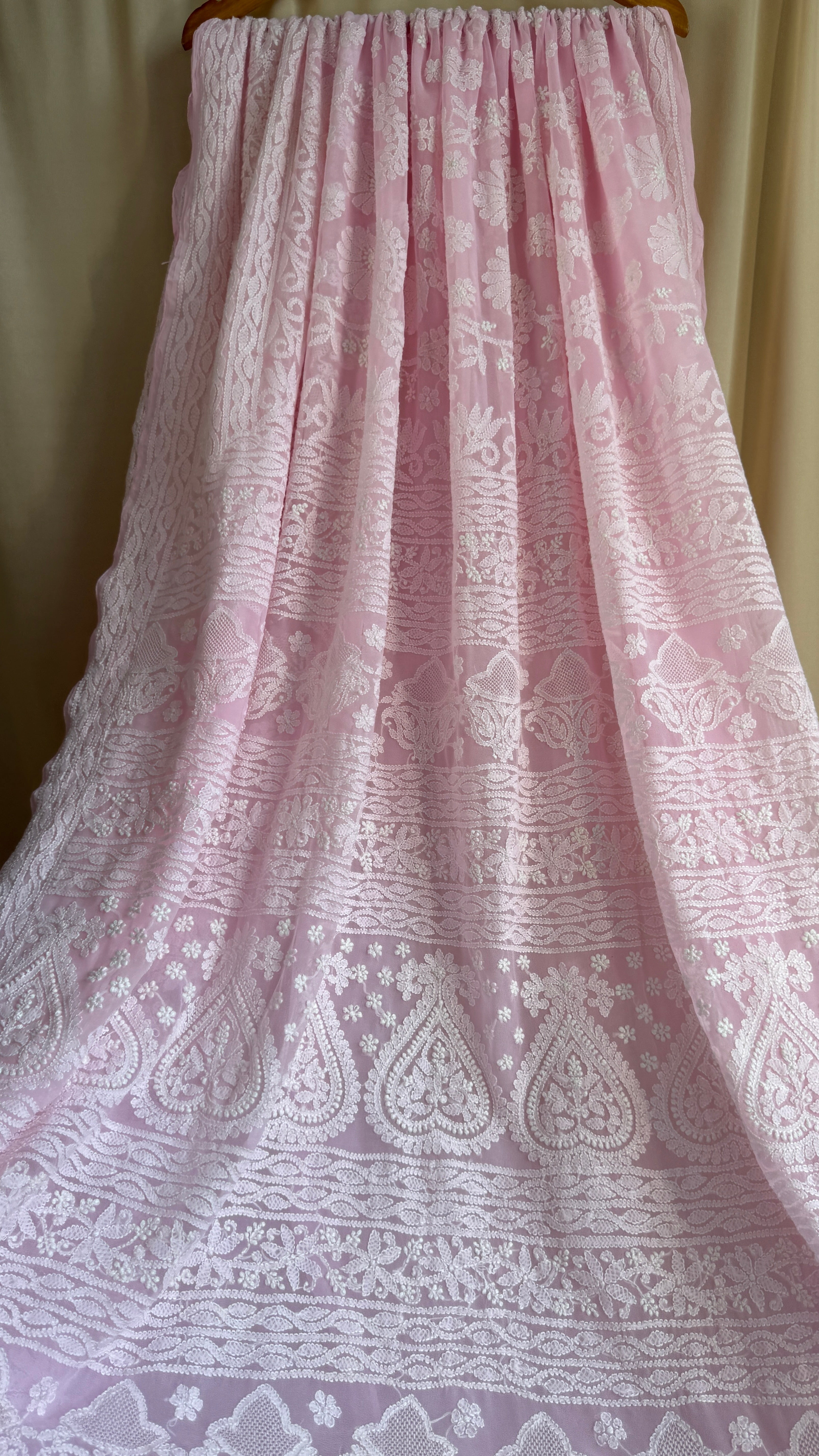 Georgette Chikankari saree in Pink