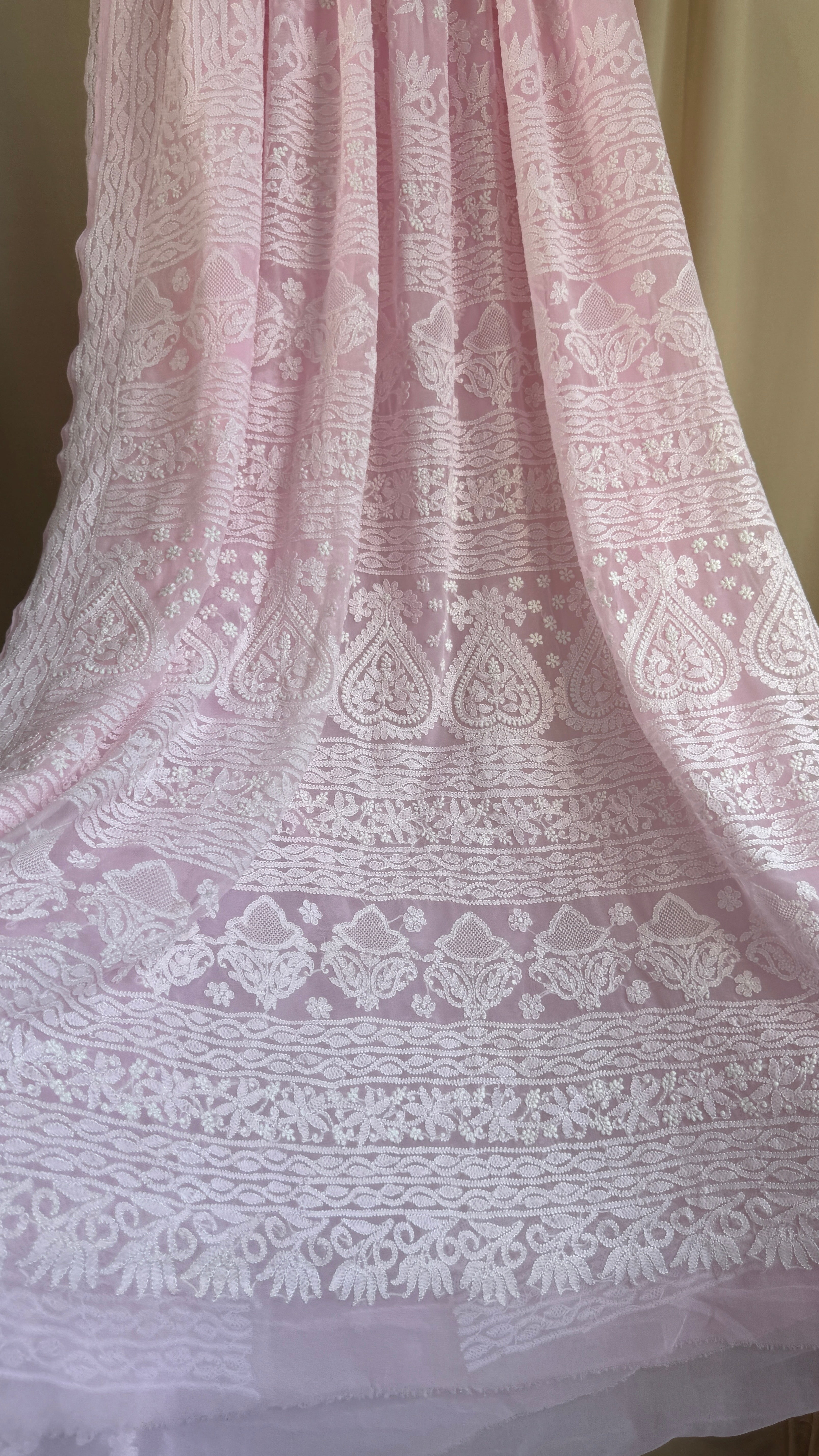 Georgette Chikankari saree in Pink