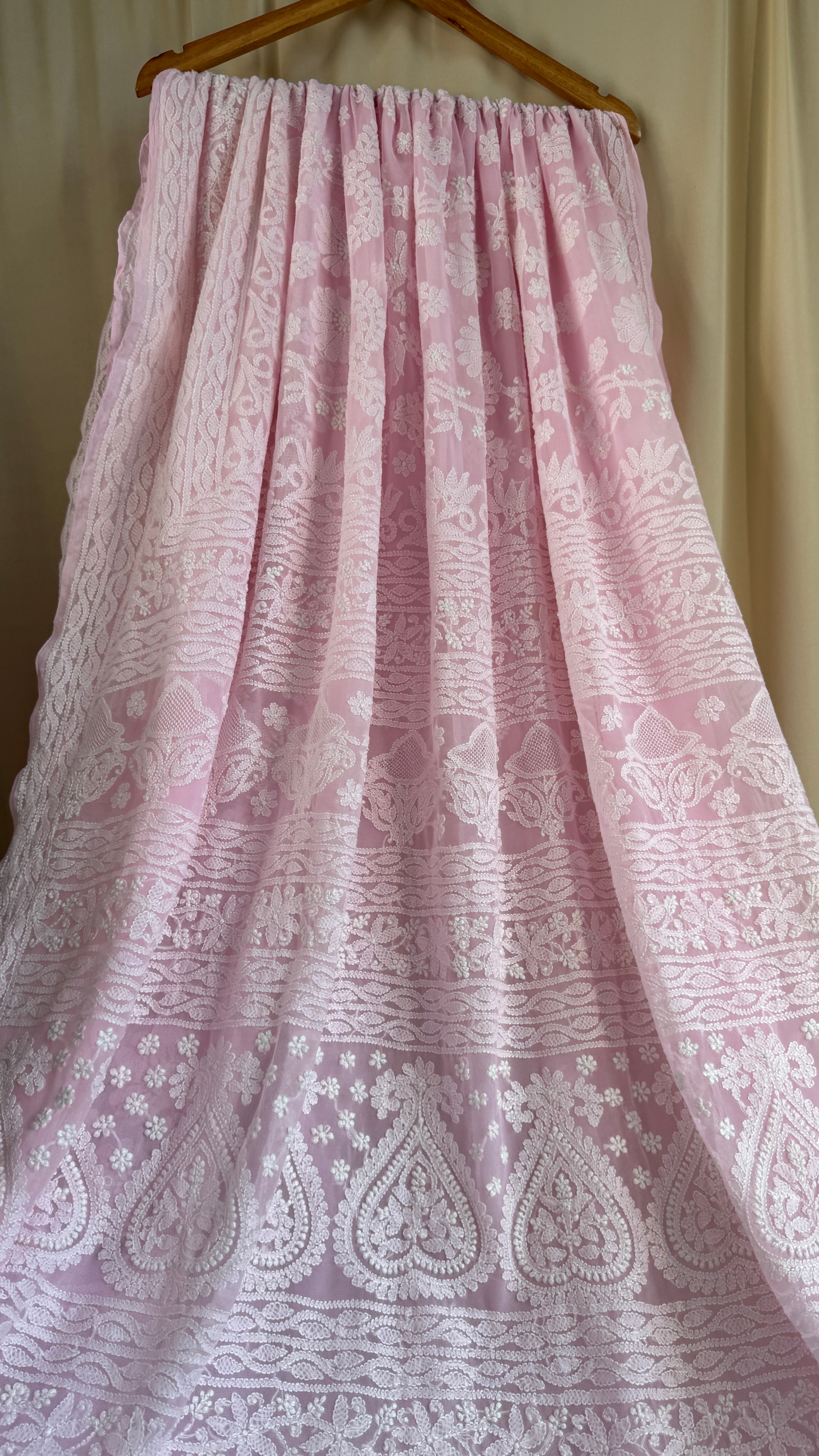 Georgette Chikankari saree in Pink