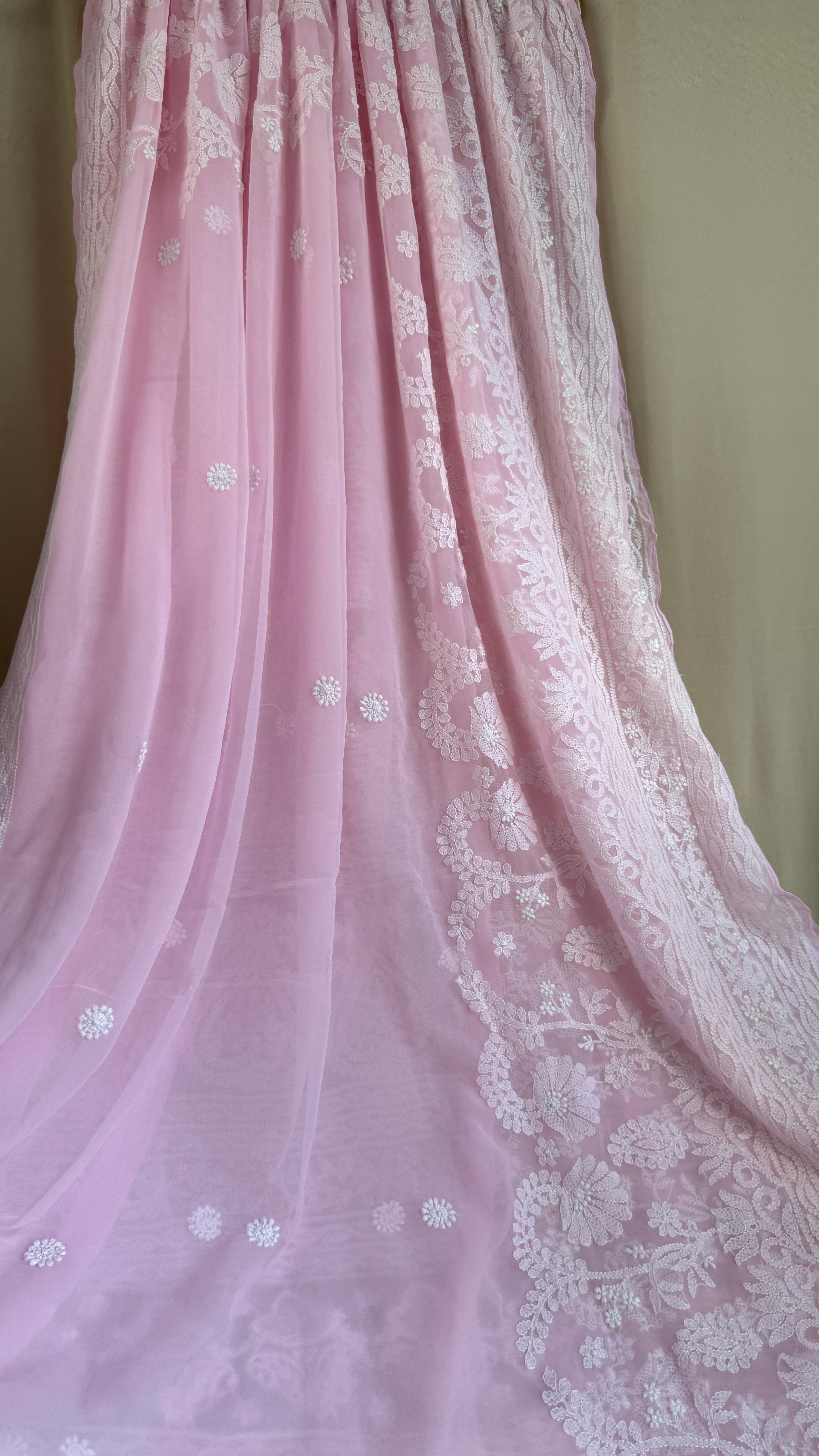 Georgette Chikankari saree in Pink