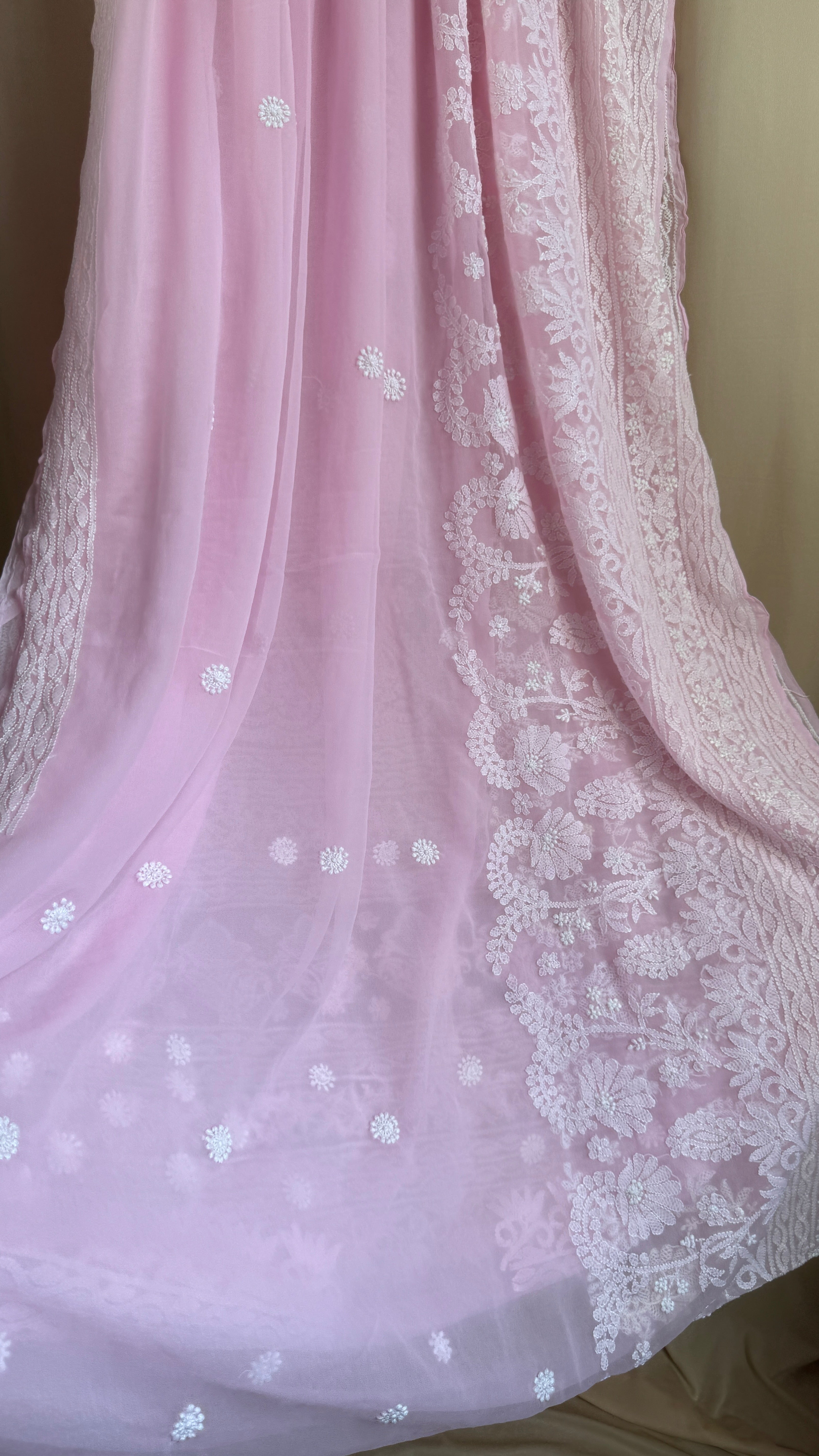 Georgette Chikankari saree in Pink