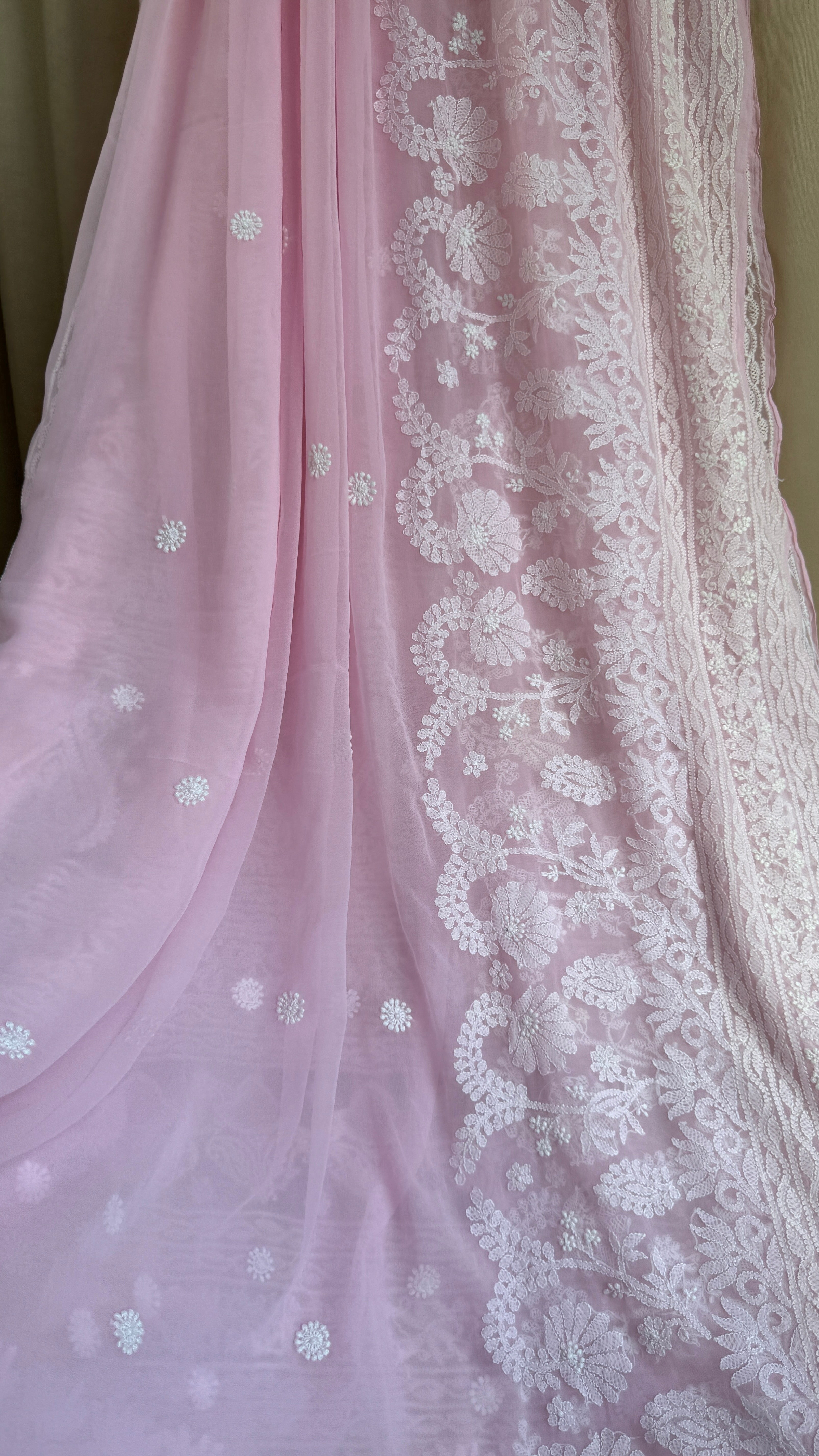 Georgette Chikankari saree in Pink