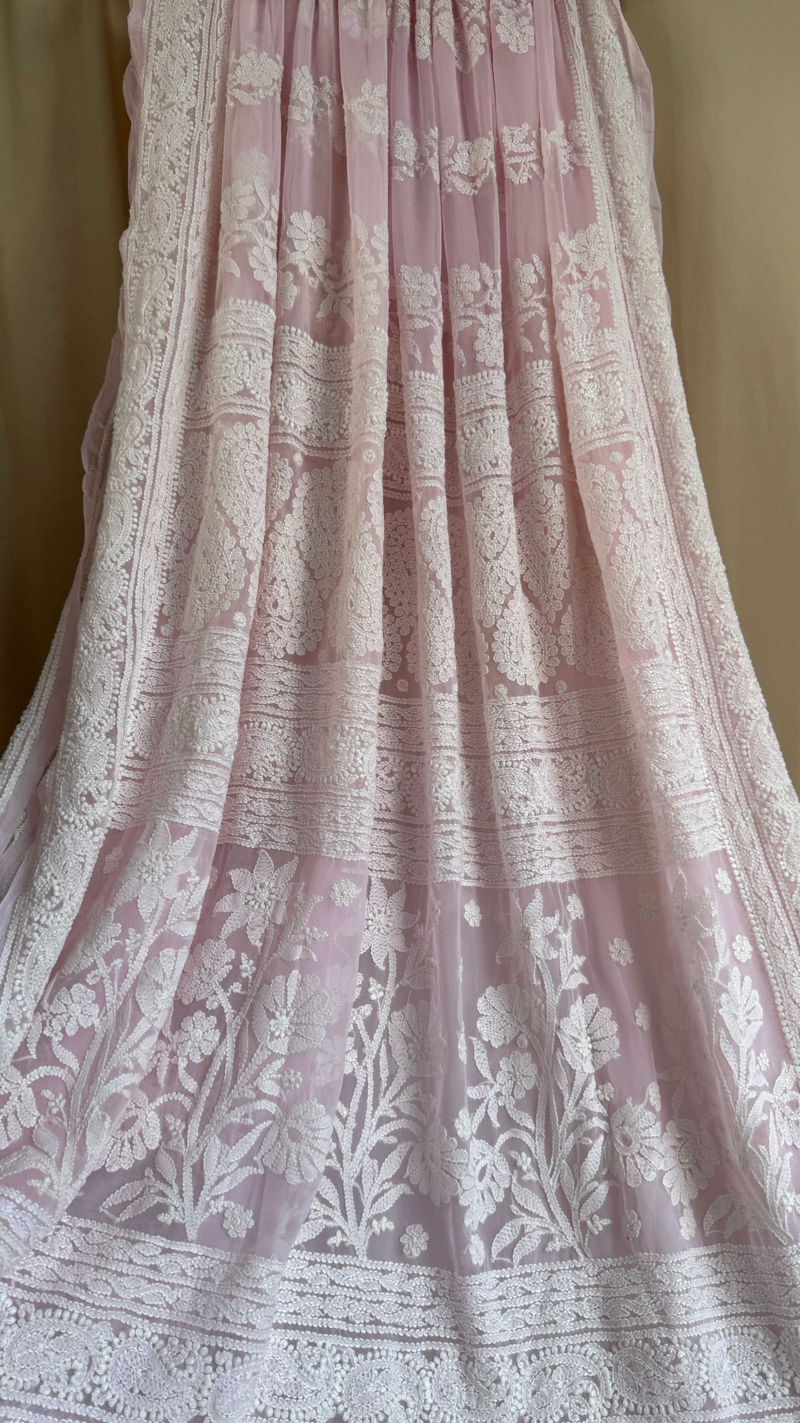 Georgette Chikankari saree in Pink