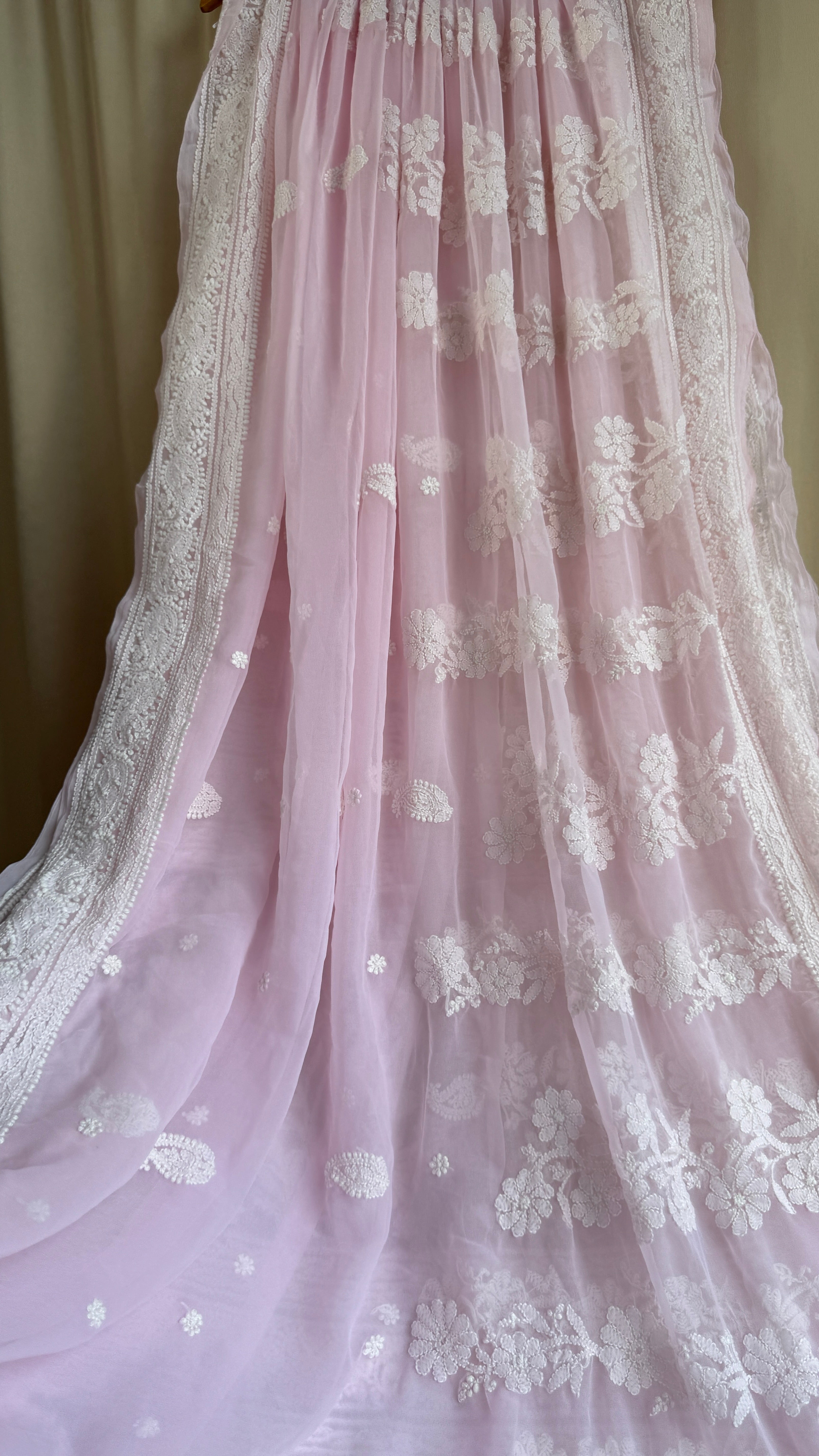 Georgette Chikankari saree in Pink