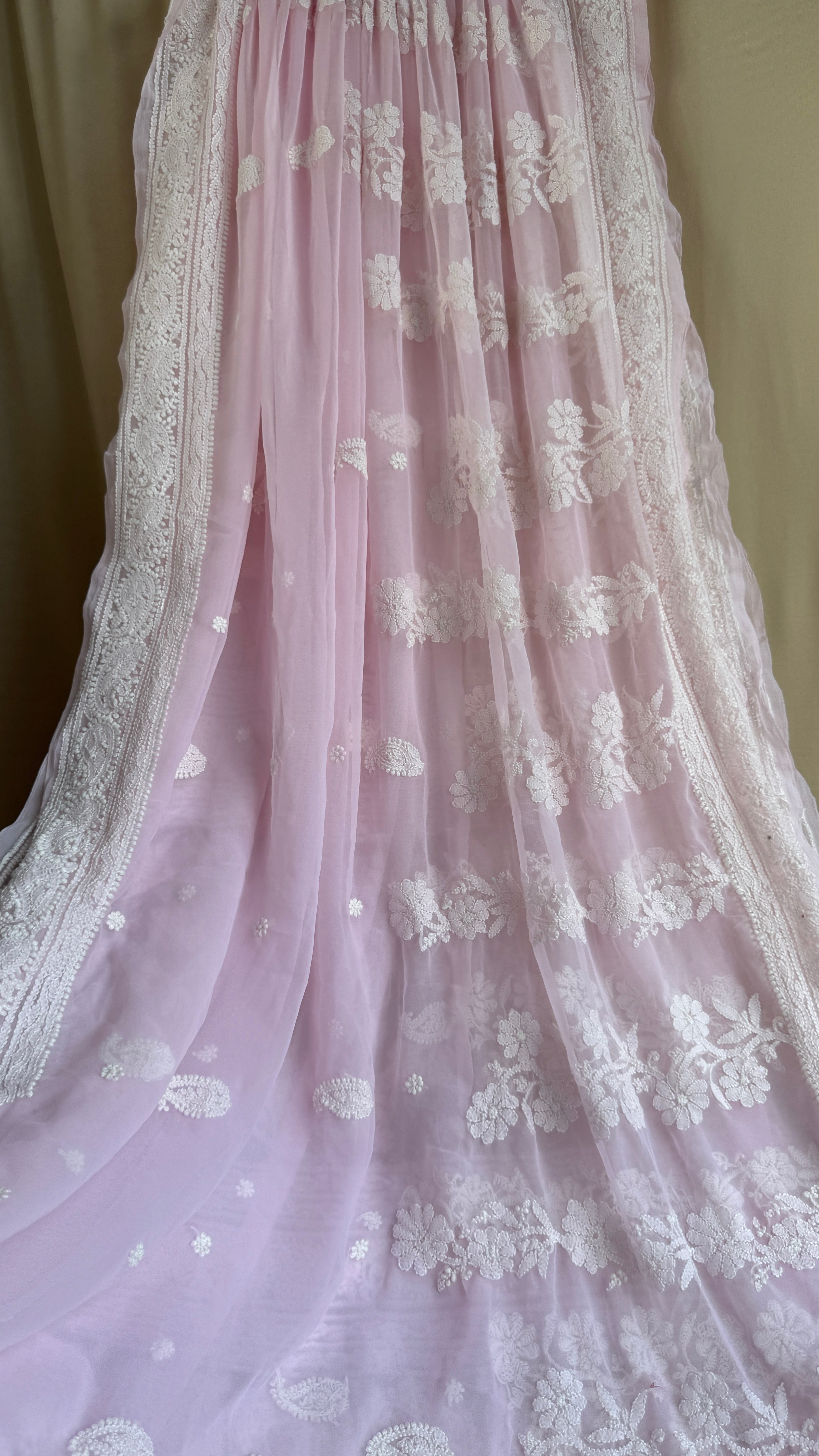 Georgette Chikankari saree in Pink