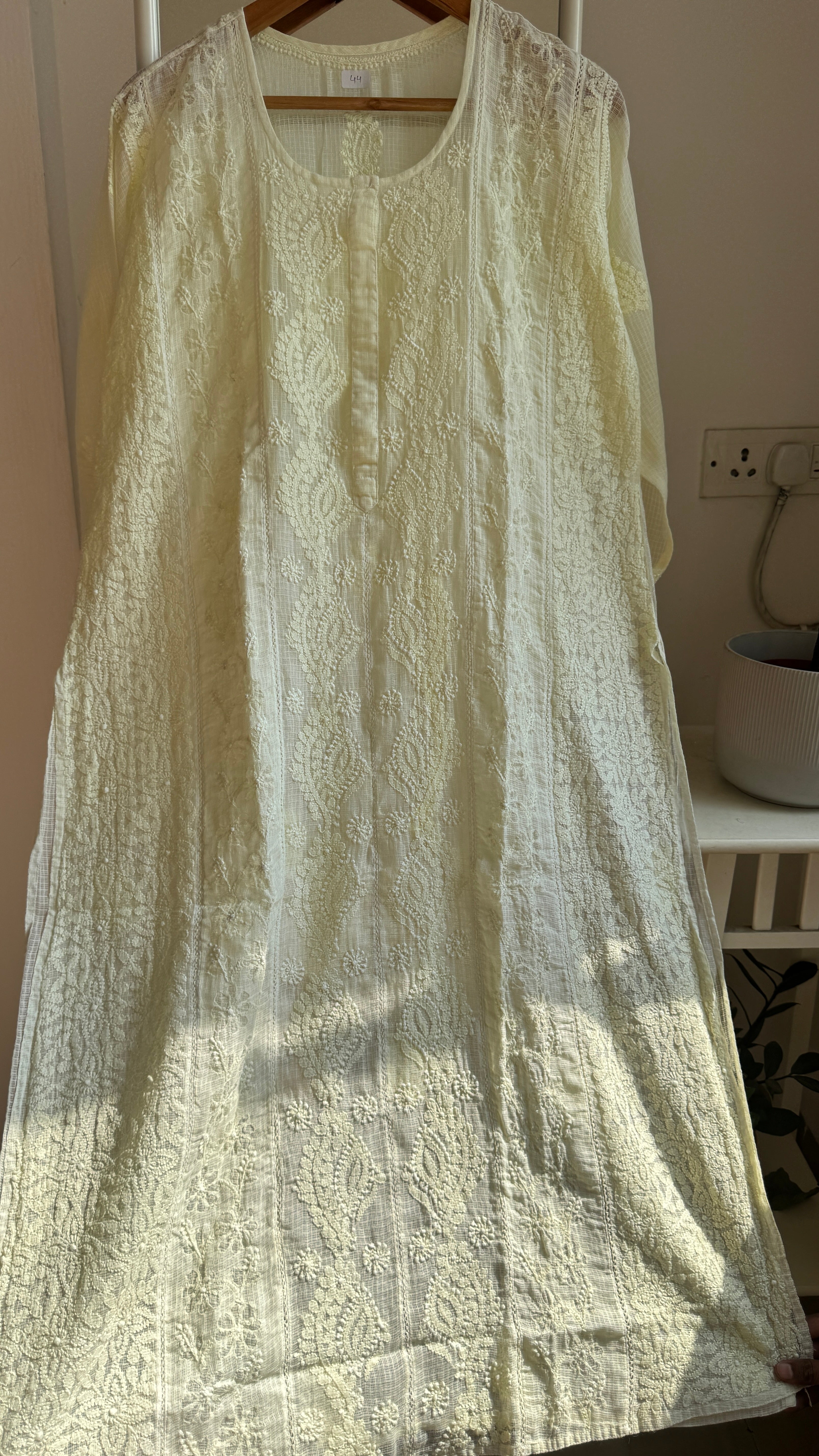 Kota Soft Cotton Chikankari Kurti - Lemon Yellow - CHAND Collection