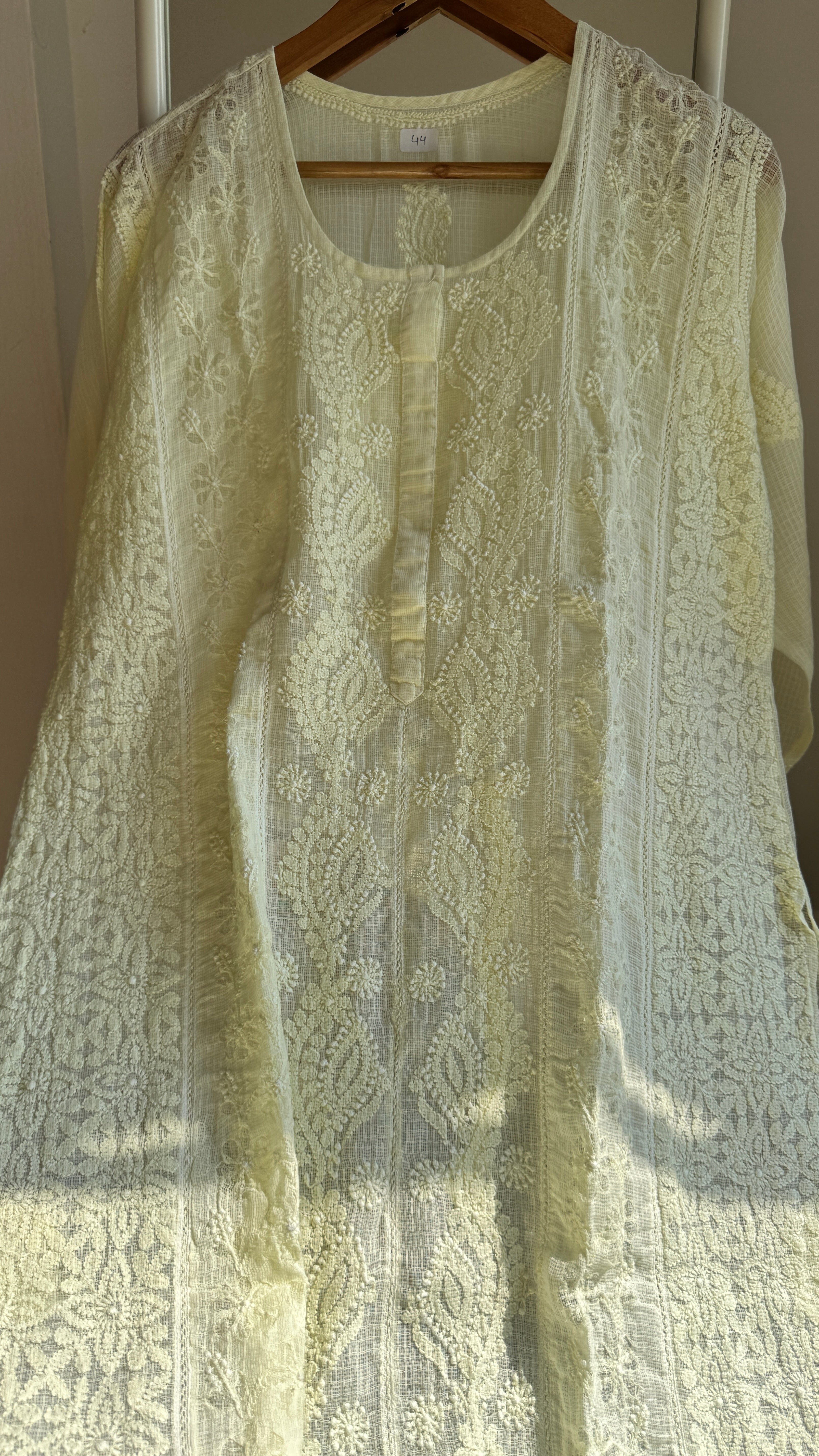 Kota Soft Cotton Chikankari Kurti - Lemon Yellow - CHAND Collection