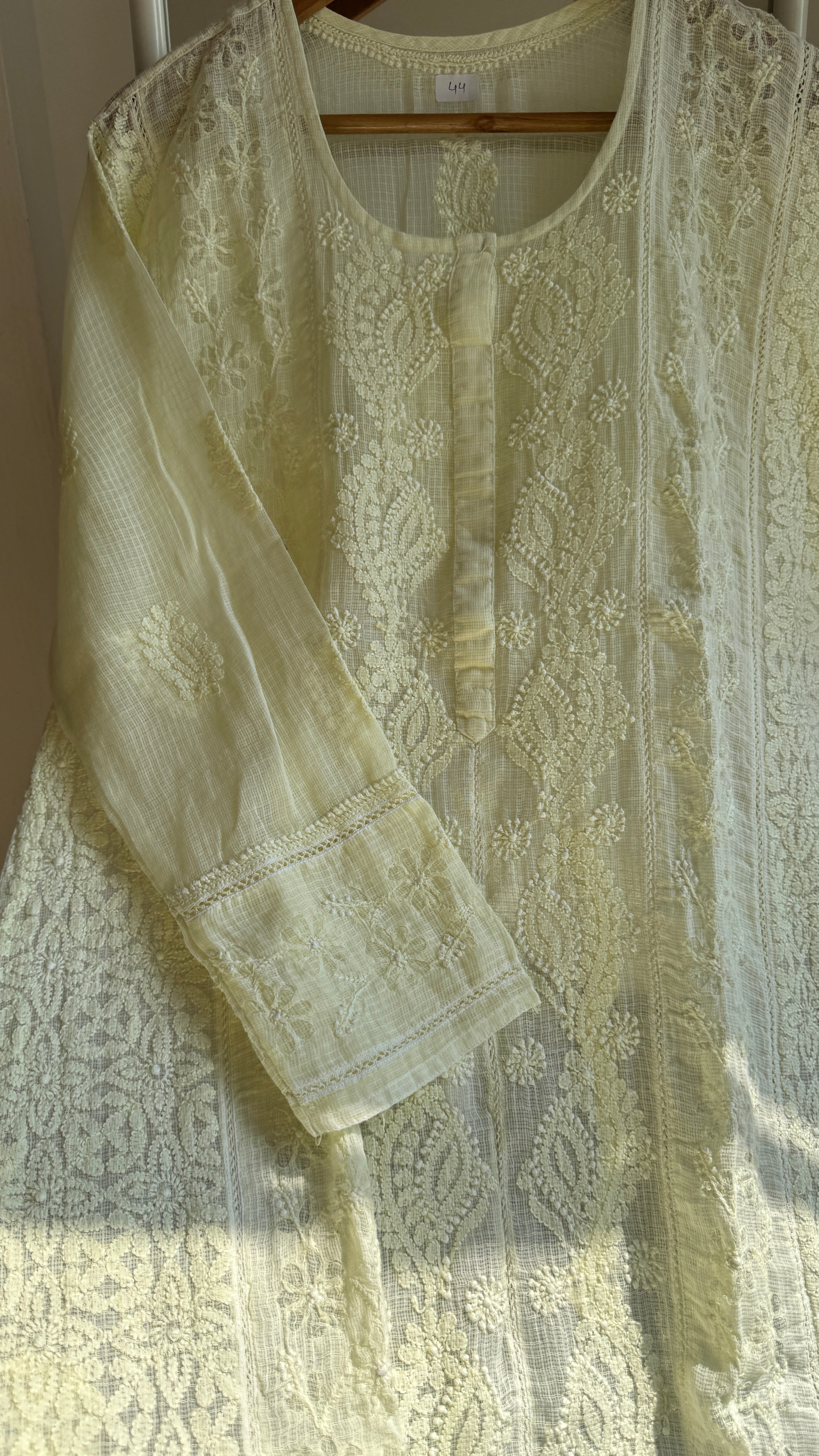 Kota Soft Cotton Chikankari Kurti - Lemon Yellow - CHAND Collection