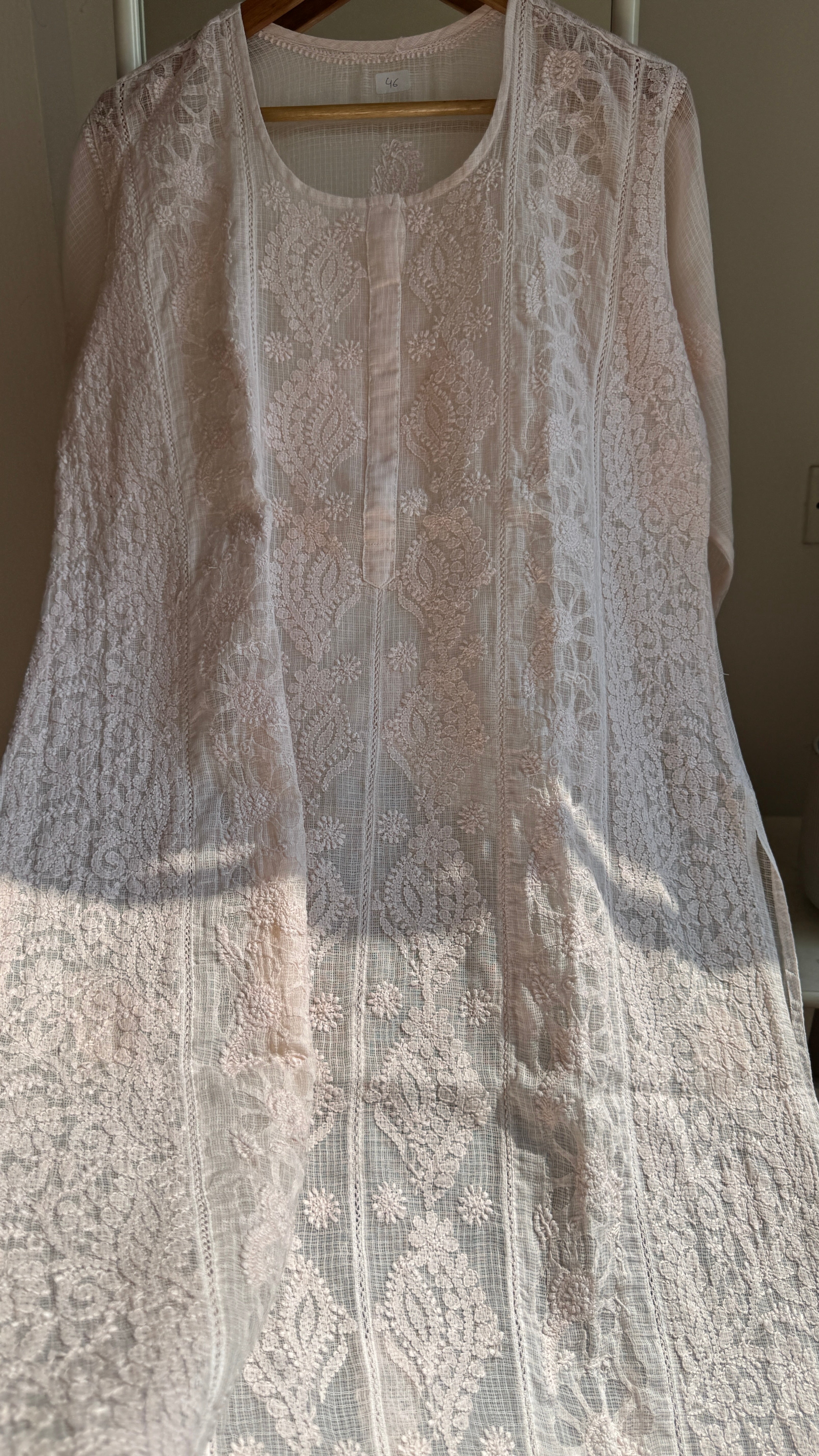 Kota Soft Cotton Chikankari Kurti - Blush Peach - CHAND Collection