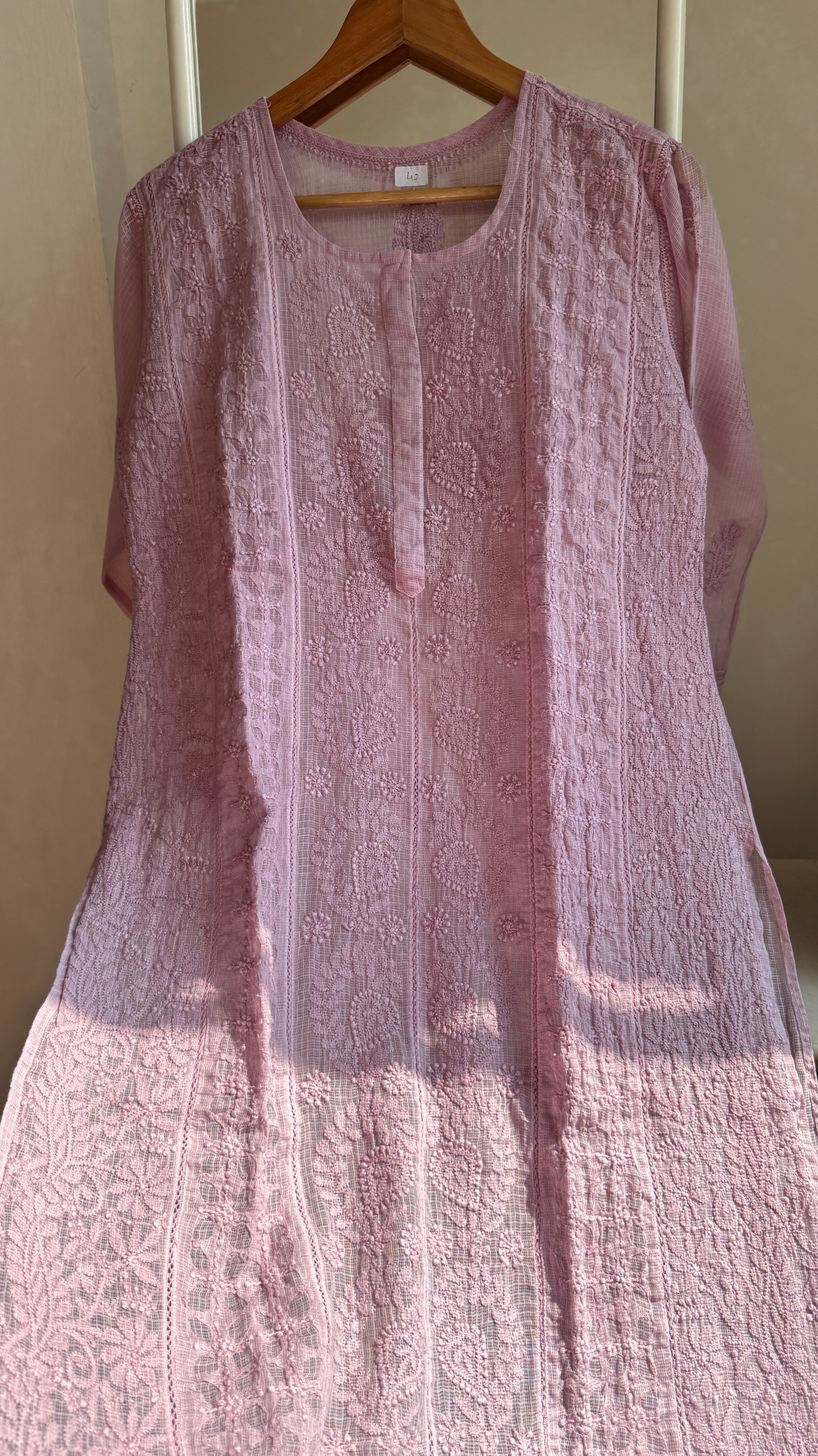 Kota Soft Cotton Chikankari Kurti - Mauve - CHAND Collection