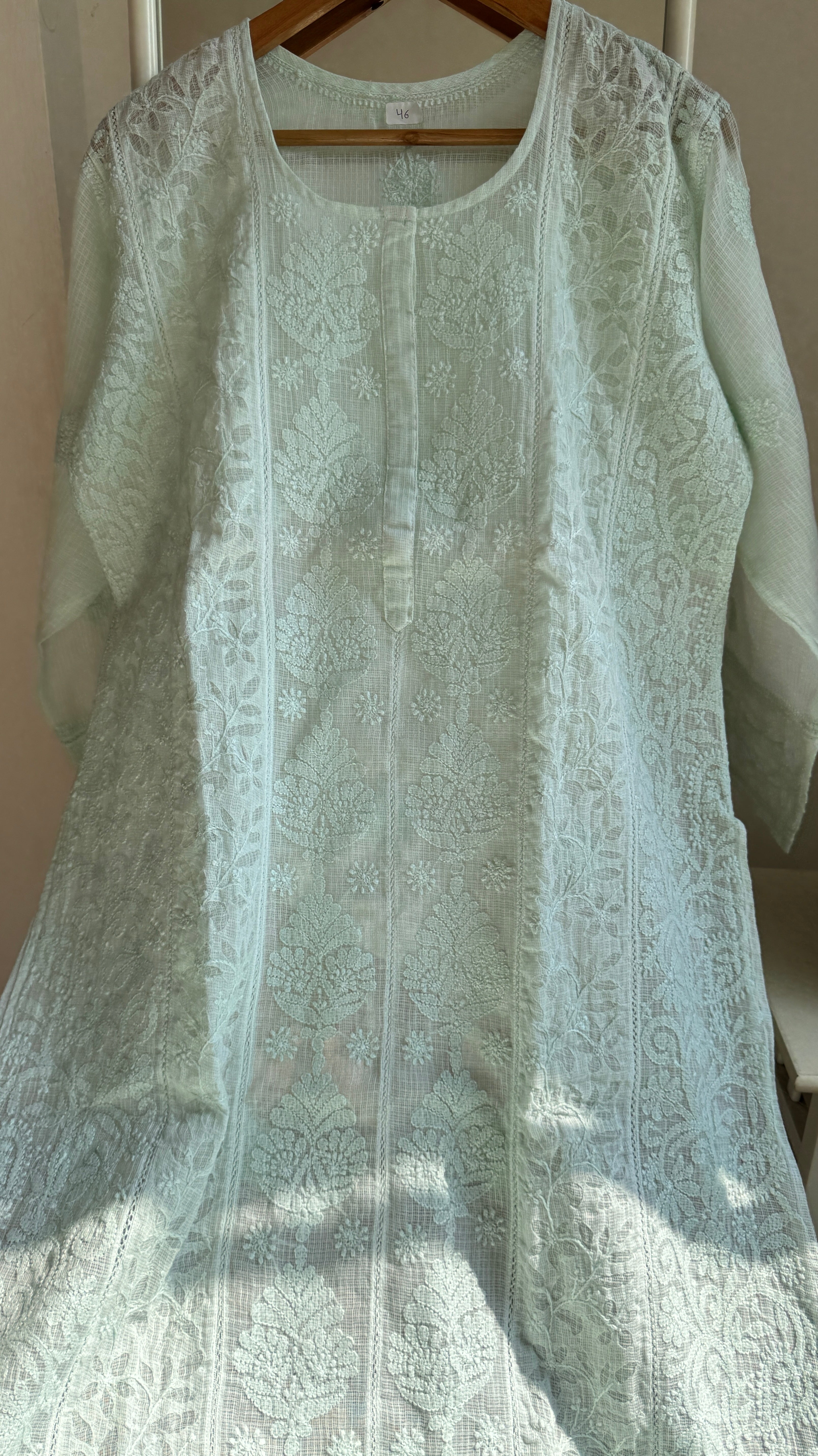 Kota Soft Cotton Chikankari Kurti - Green - CHAND Collection