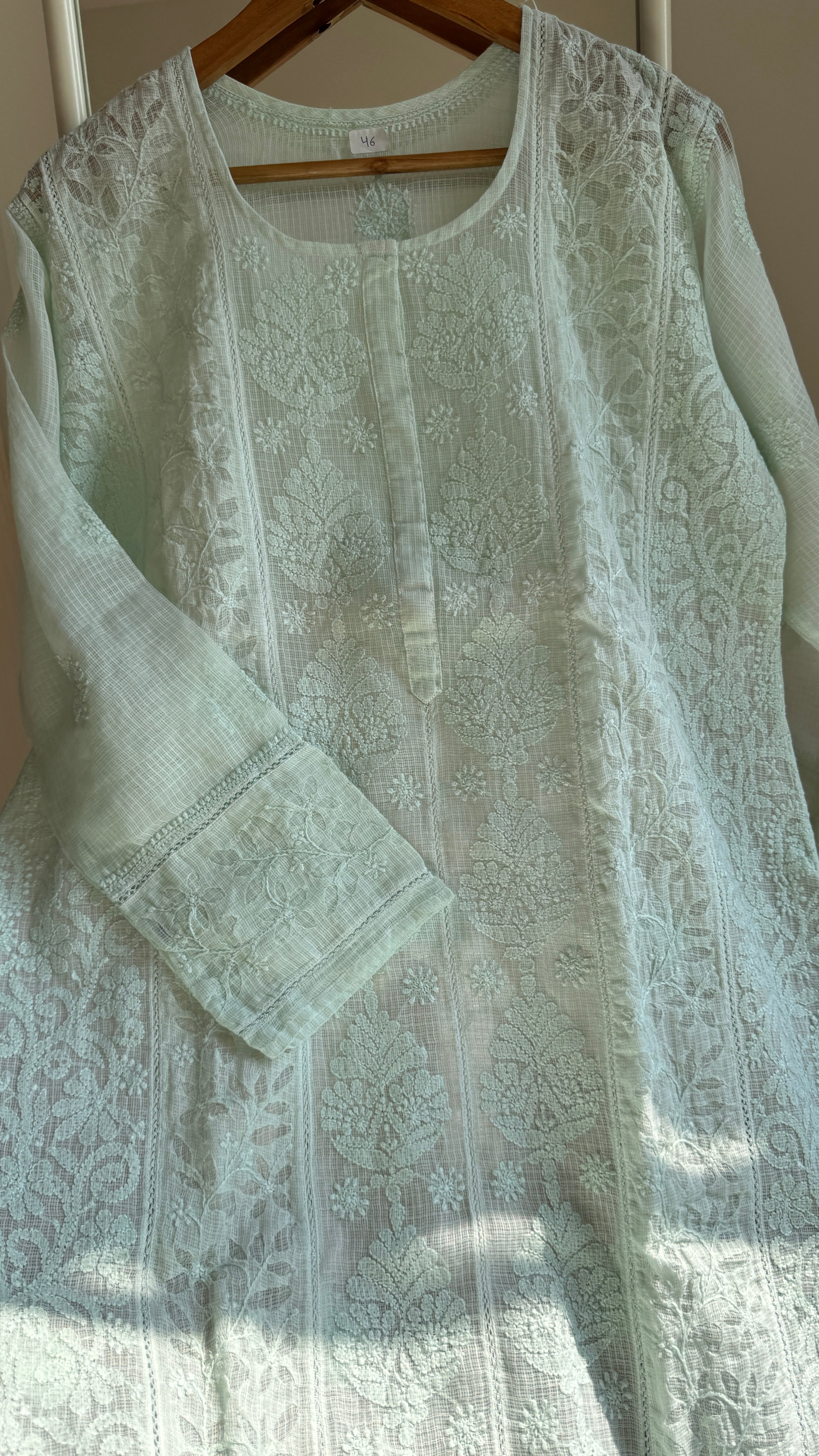 Kota Soft Cotton Chikankari Kurti - Green - CHAND Collection