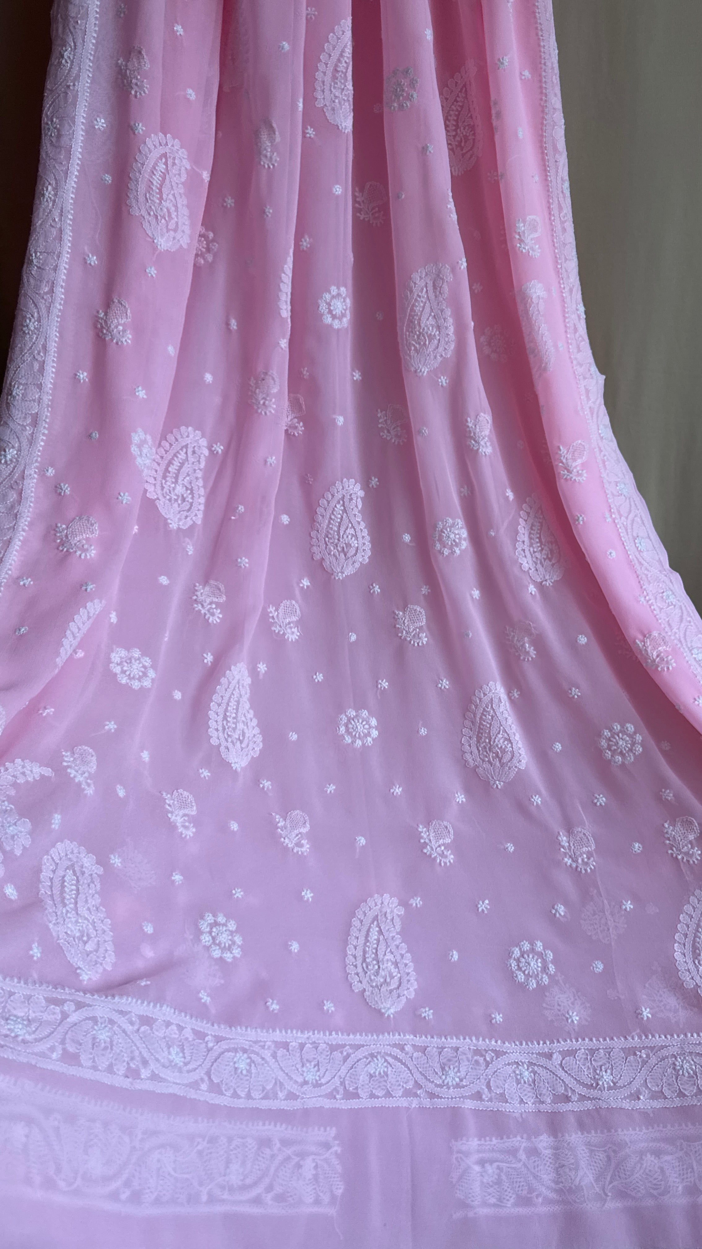 Georgette Chikankari saree in Pink