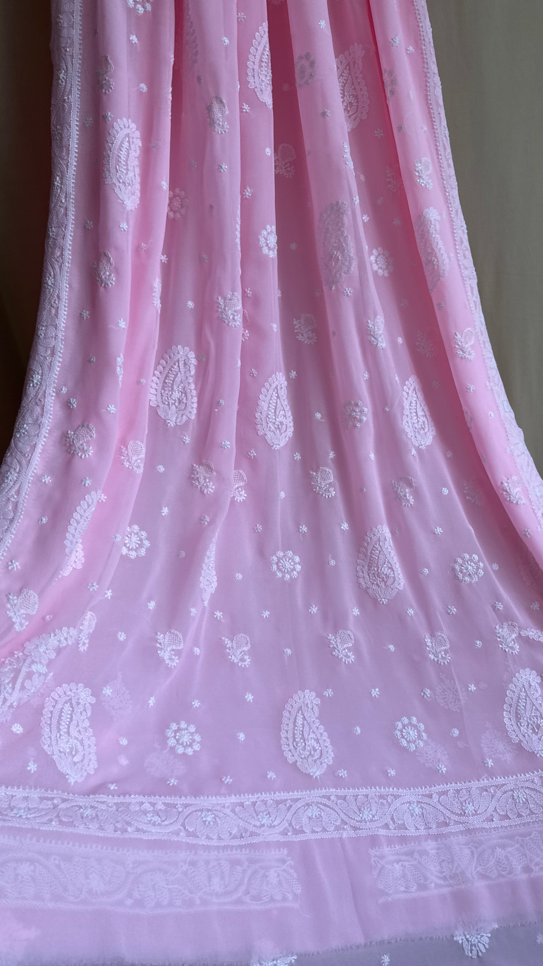 Georgette Chikankari saree in Pink