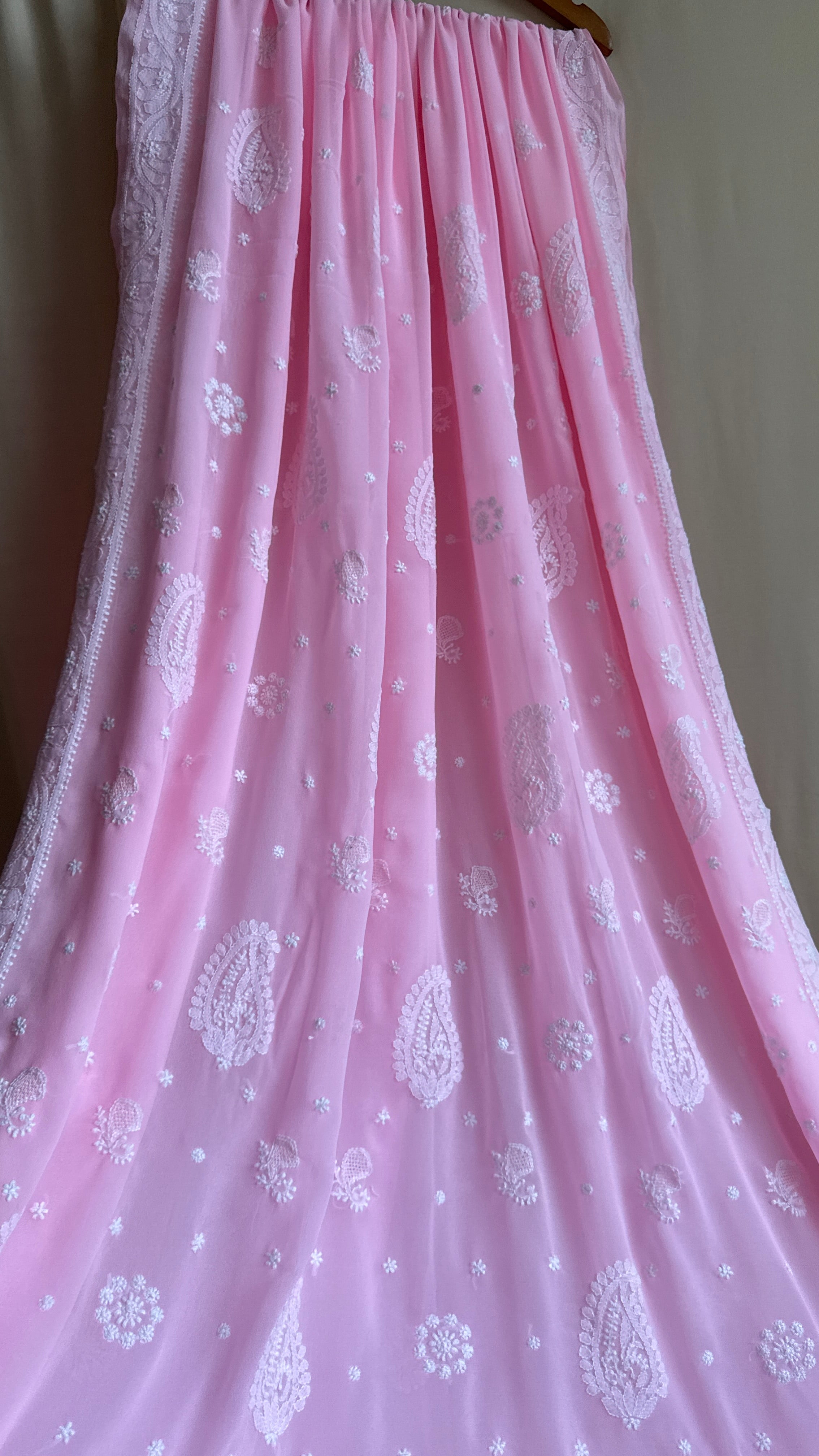 Georgette Chikankari saree in Pink