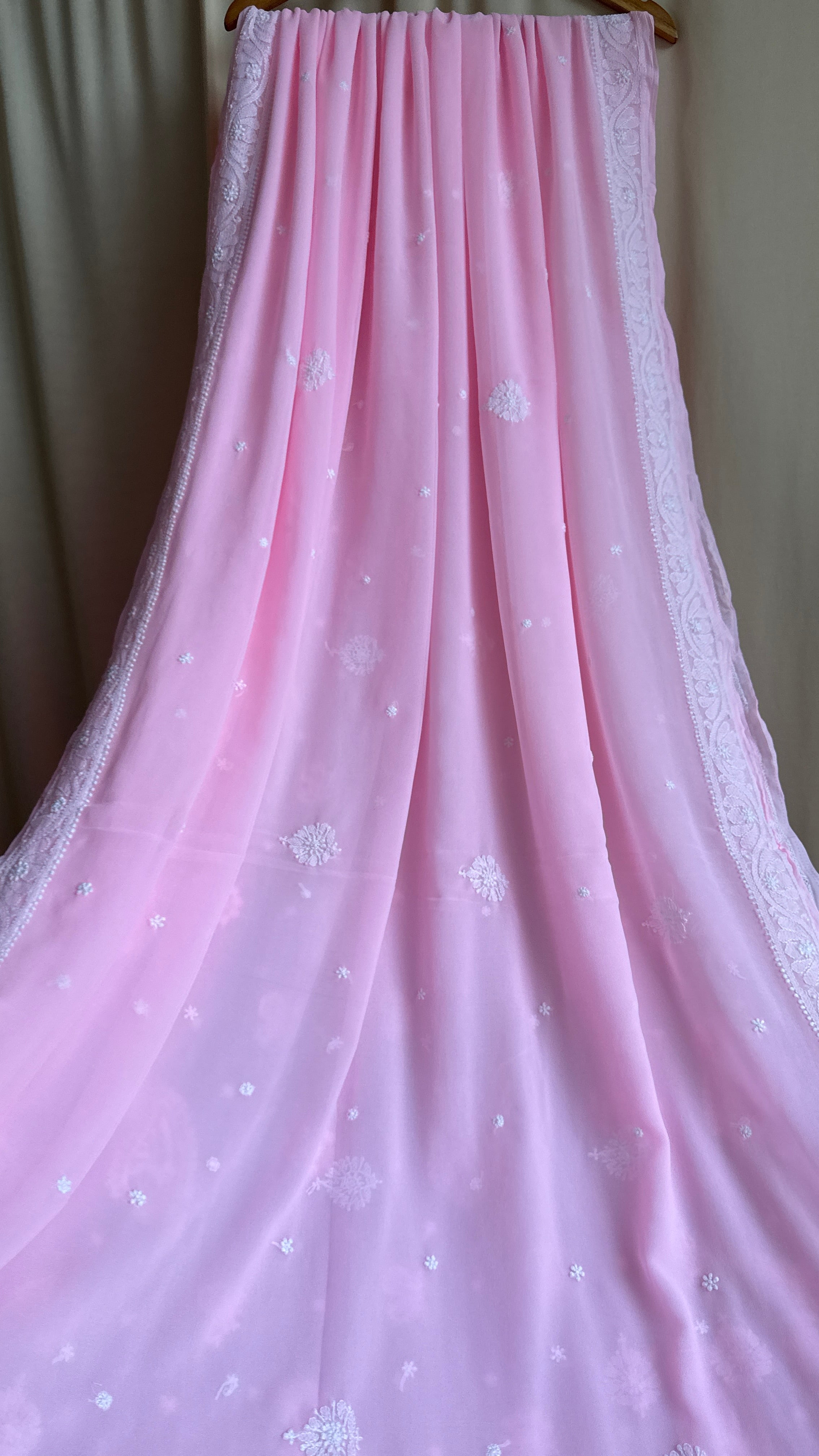 Georgette Chikankari saree in Pink