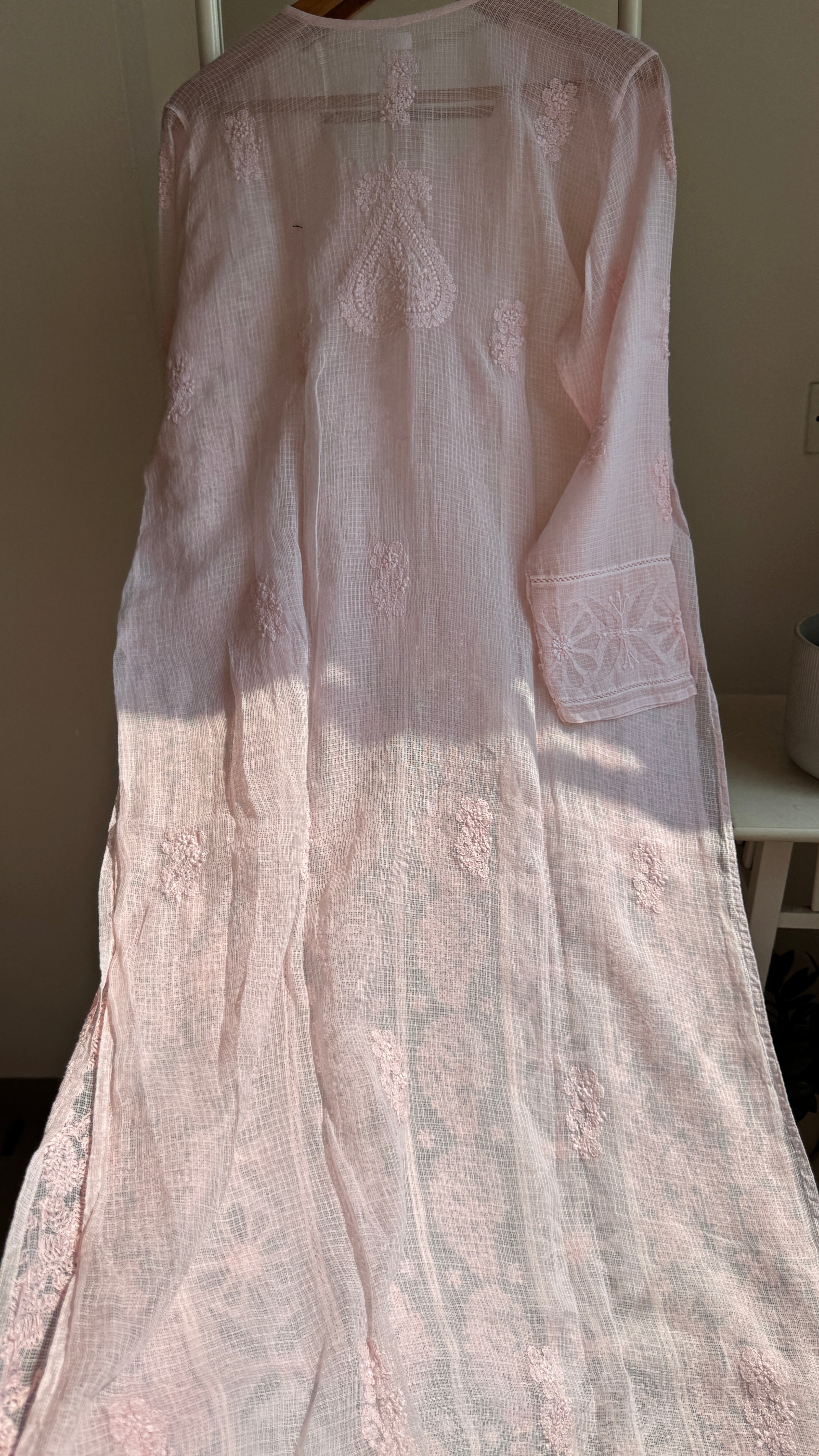 Kota Soft Cotton Chikankari Kurti - Pale Pink - CHAND Collection