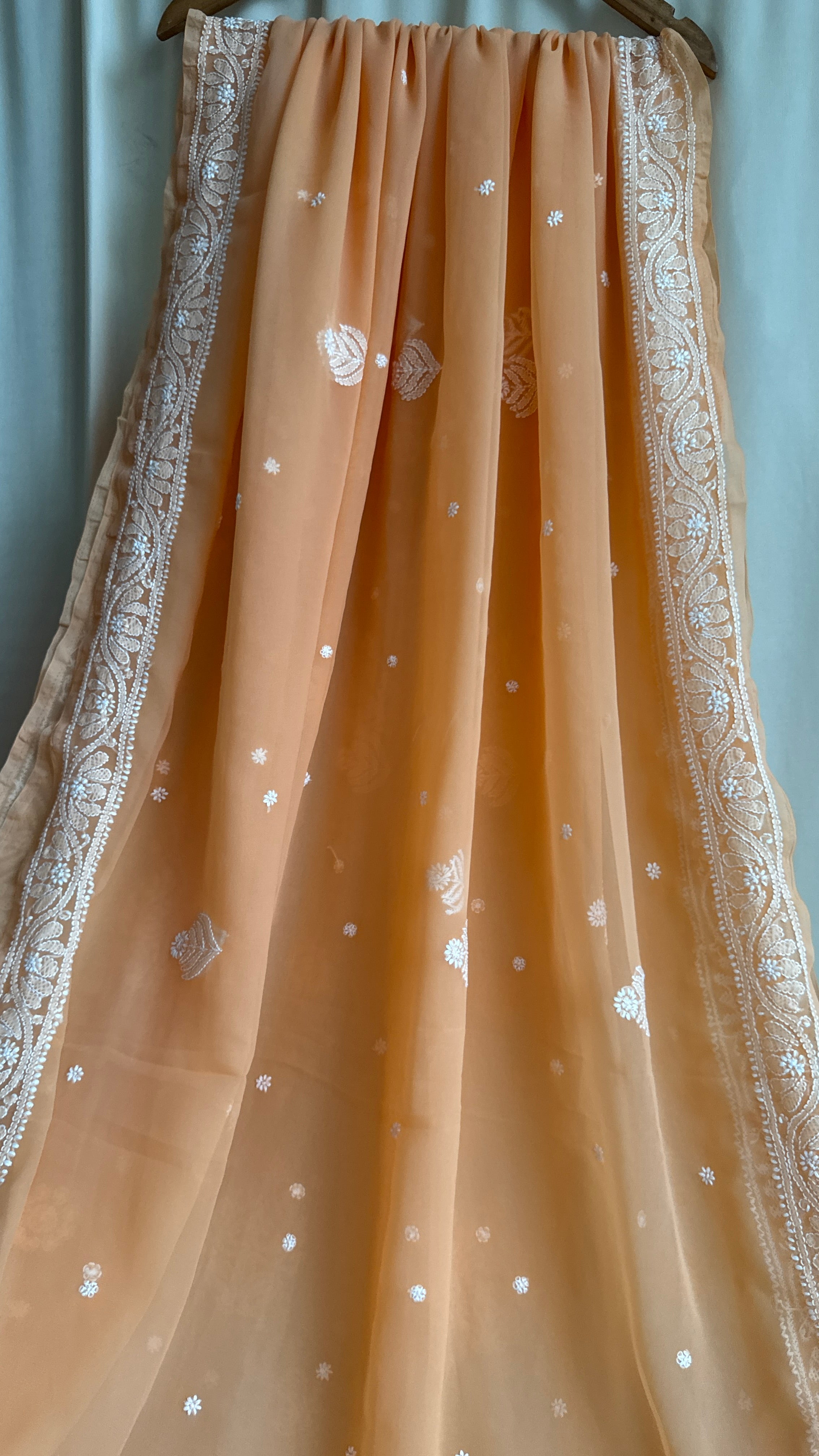 Georgette Chikankari saree in Orange