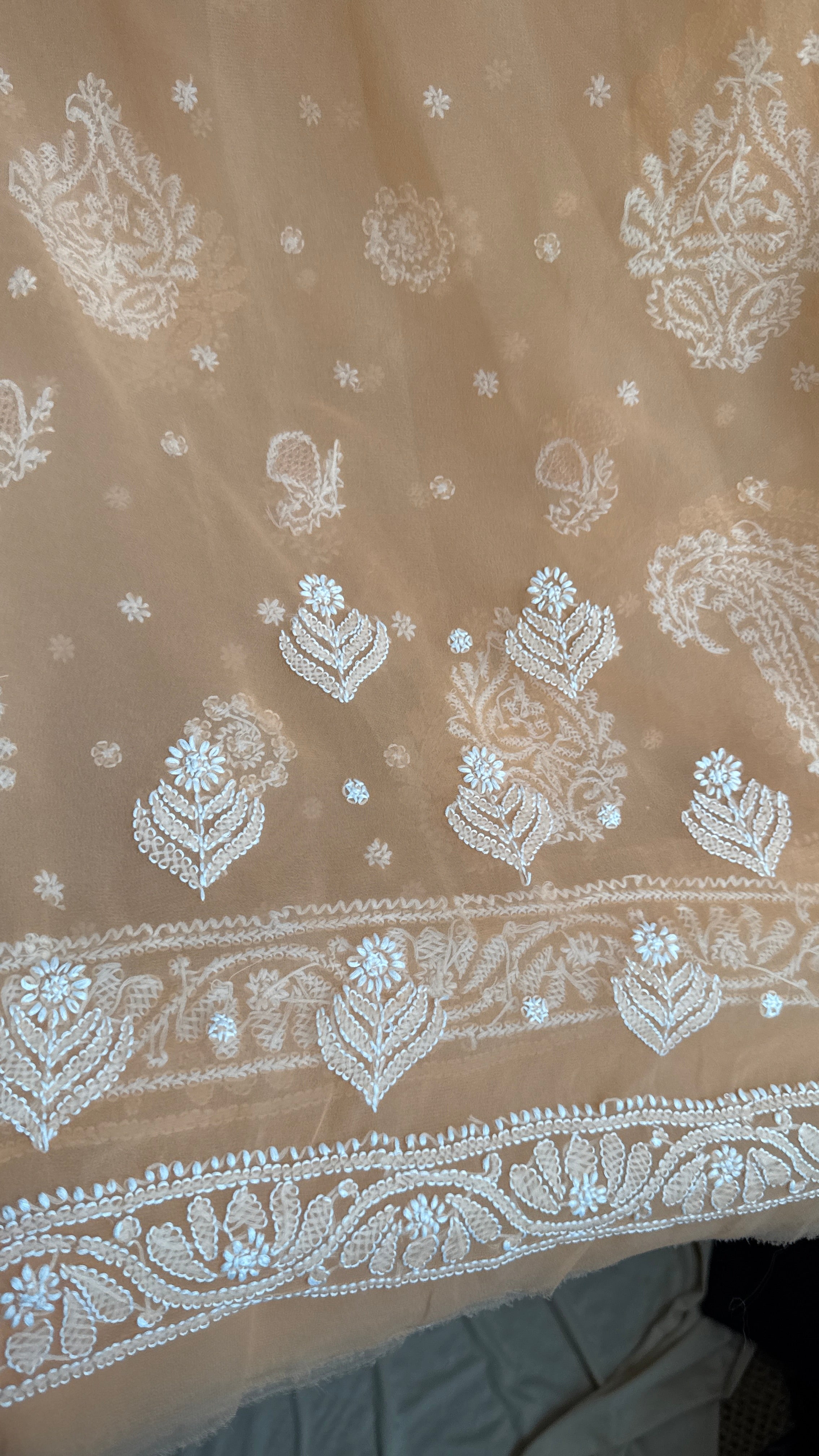 Georgette Chikankari saree in Orange