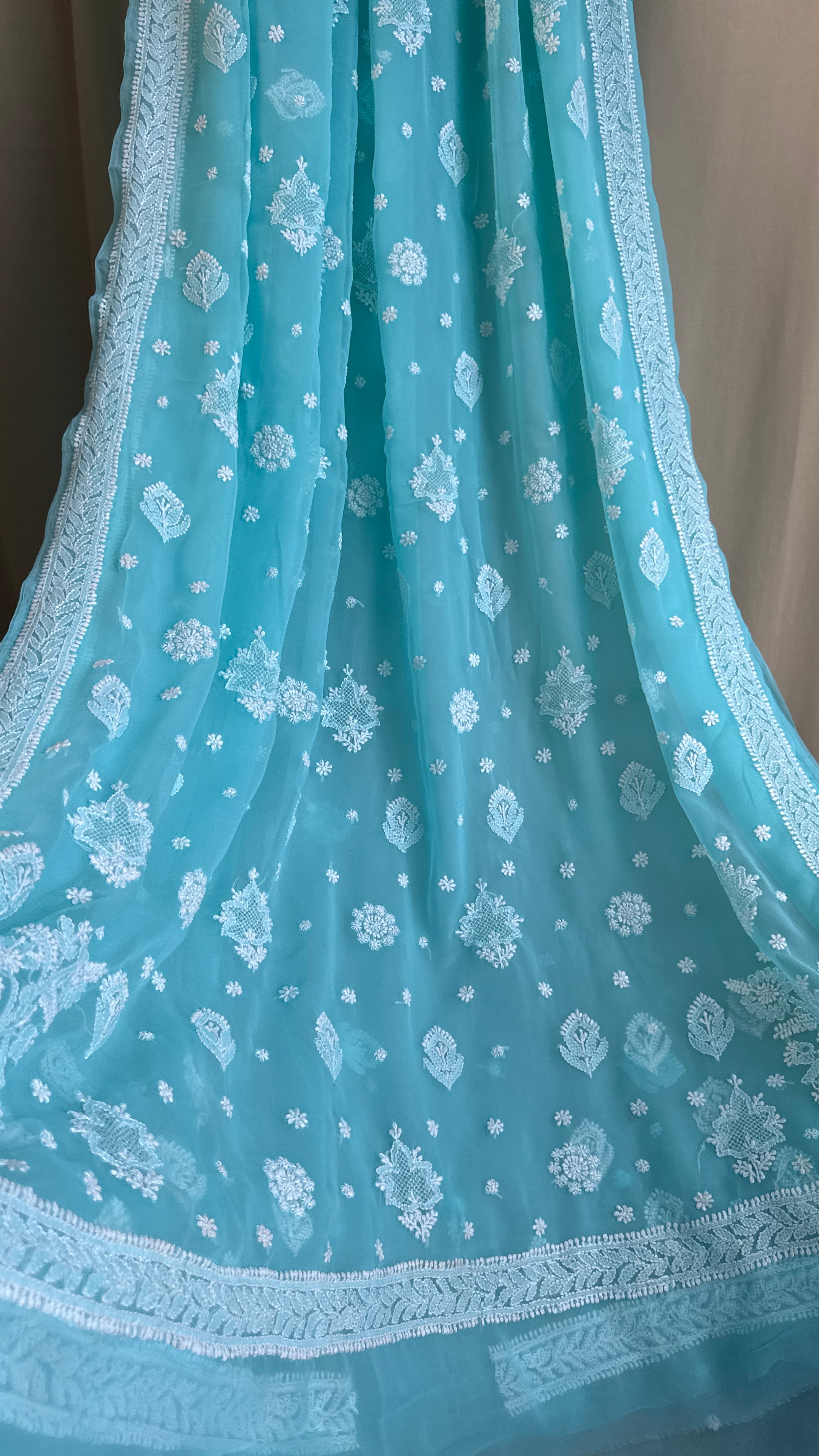 Georgette Chikankari saree in Blue