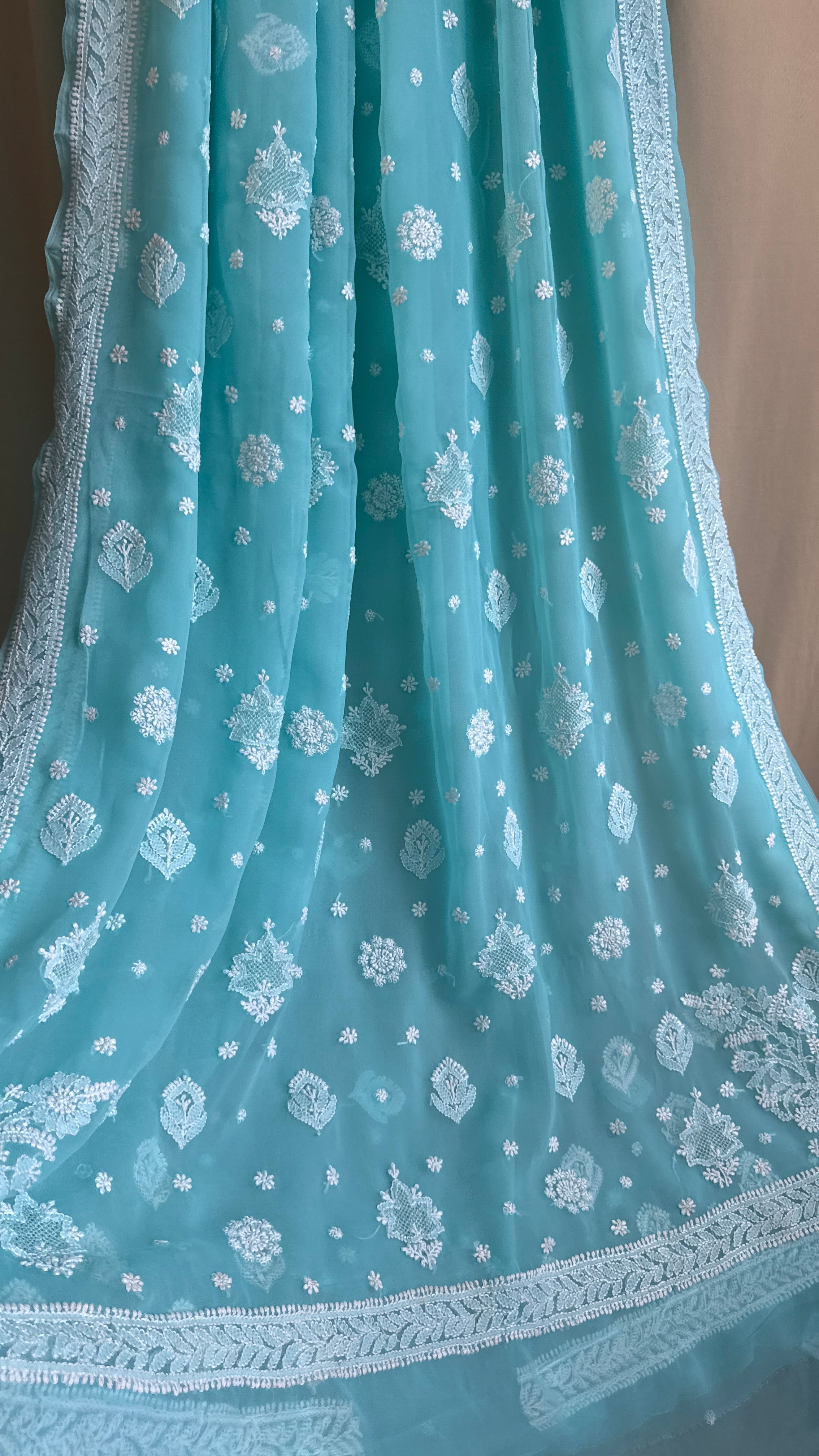 Georgette Chikankari saree in Blue