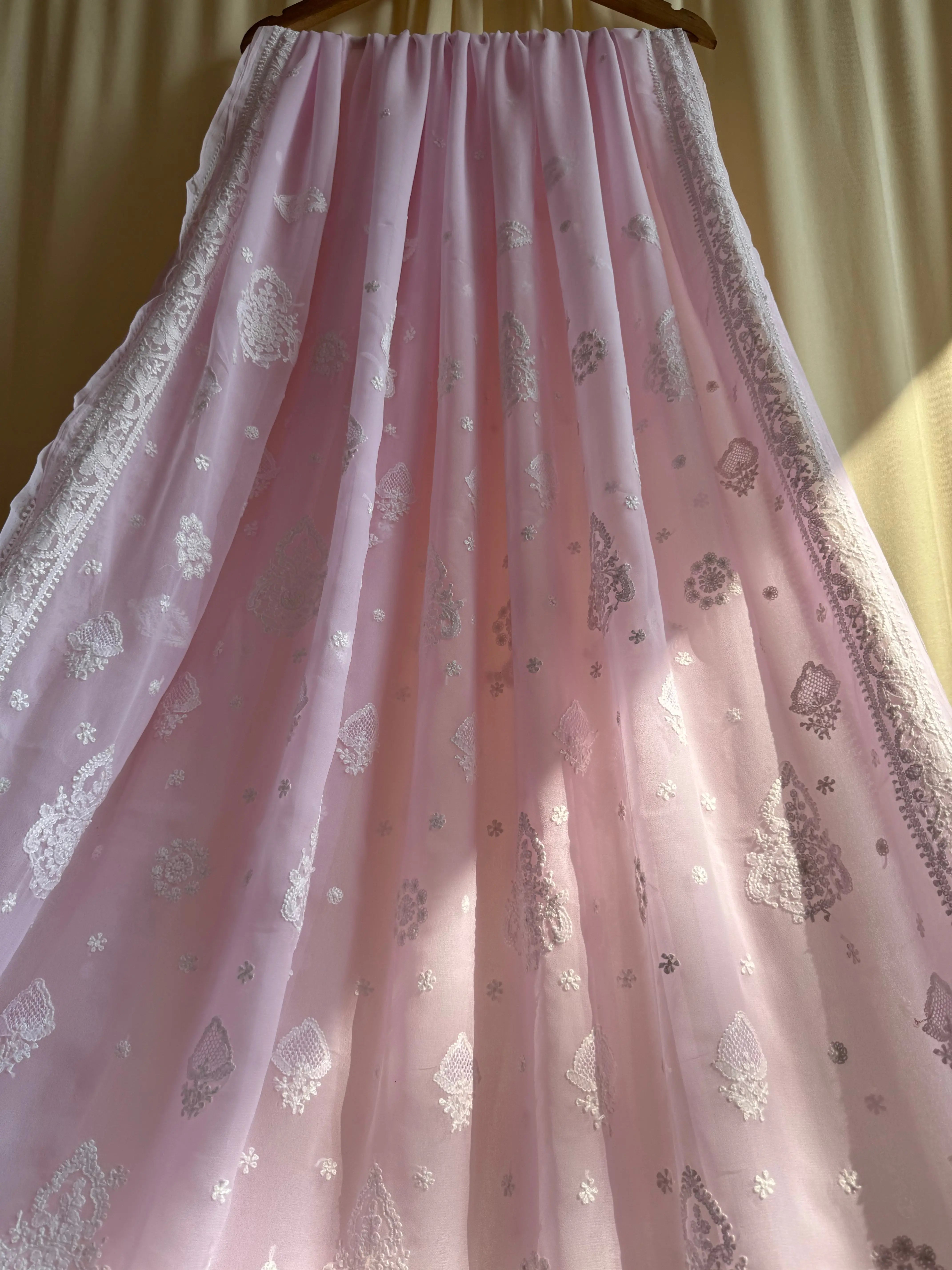 Georgette Chikankari saree in Pink ARIAA CHIKANKARI 