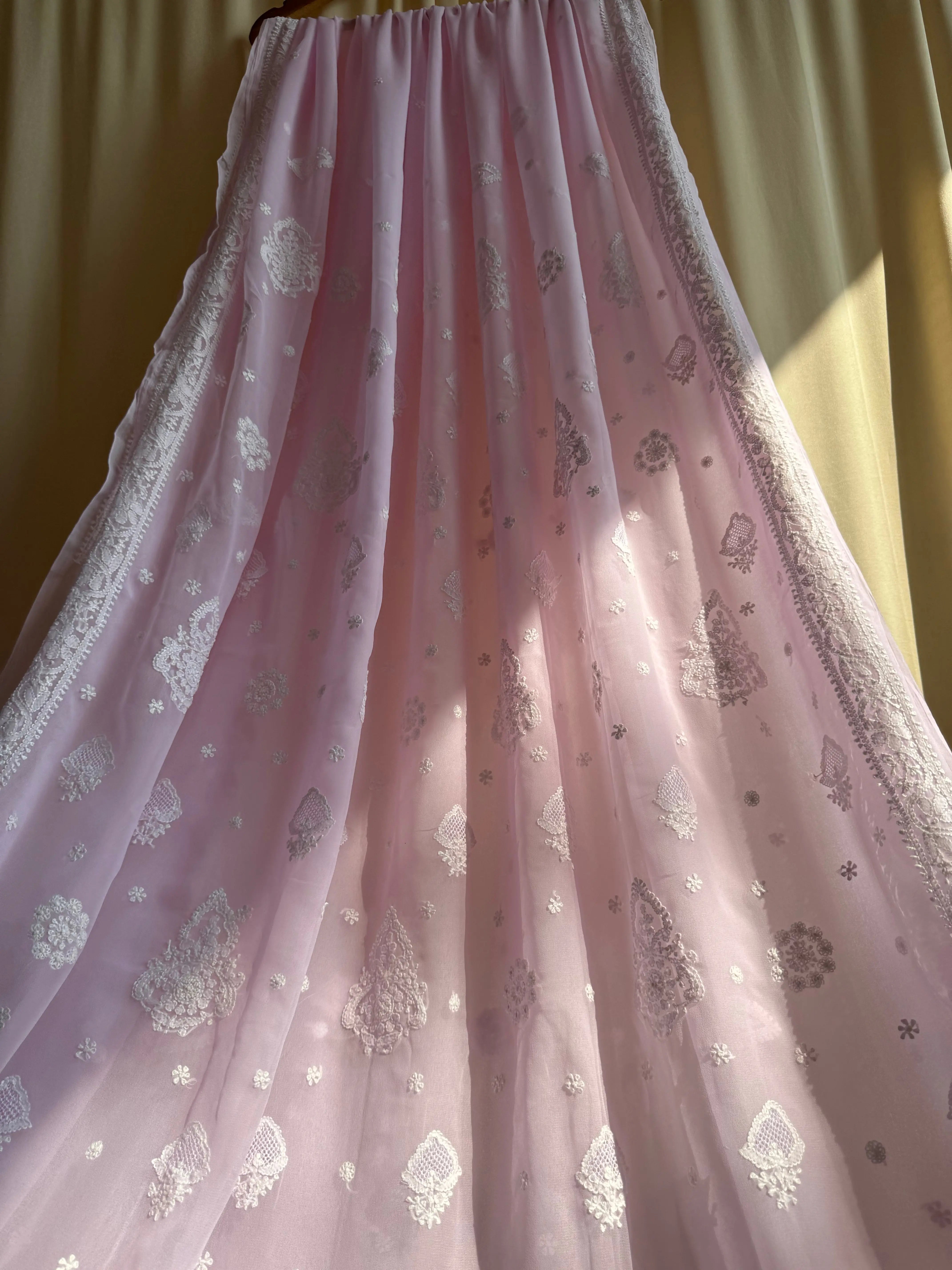 Georgette Chikankari saree in Pink ARIAA CHIKANKARI 