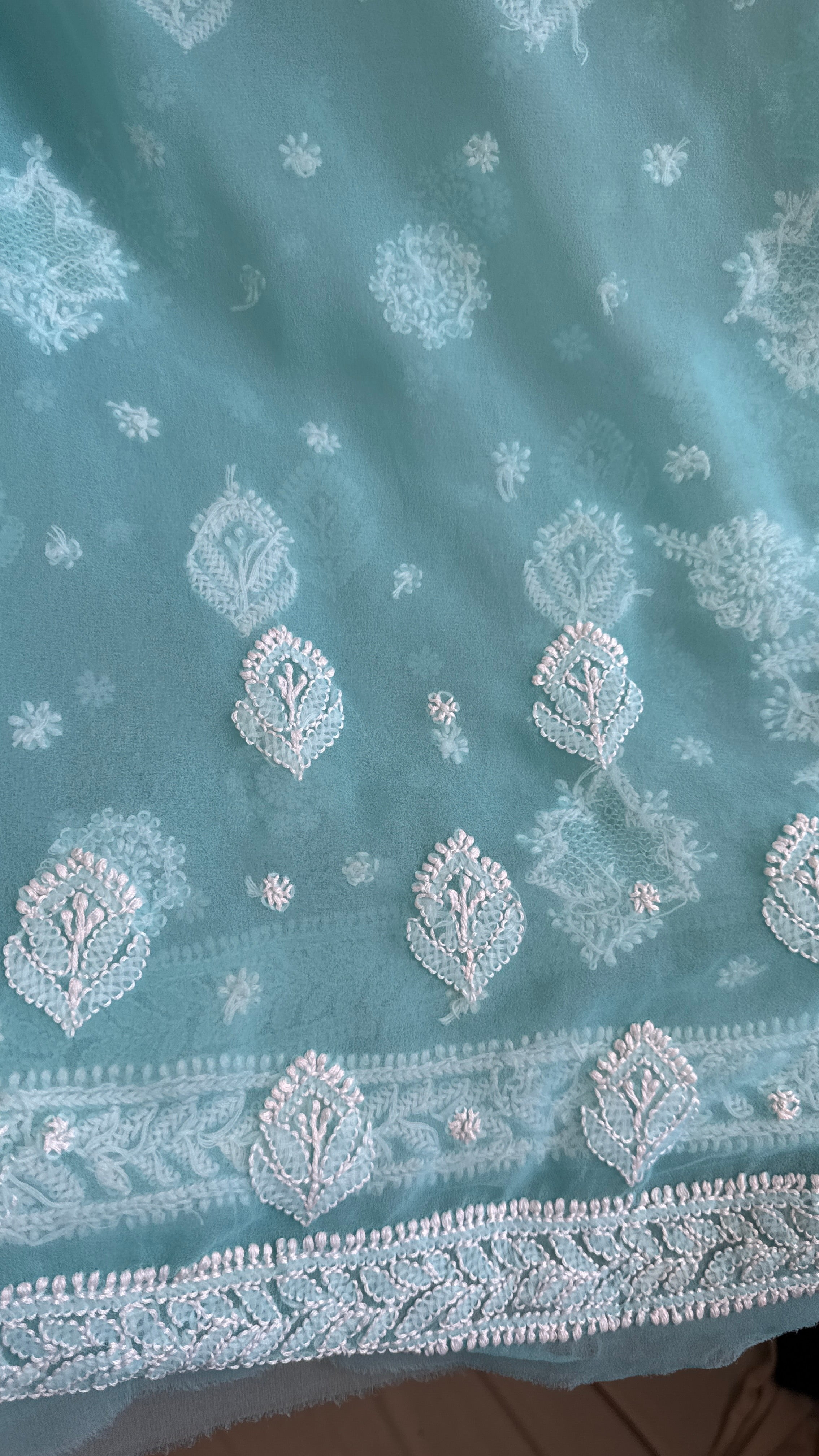 Georgette Chikankari saree in Blue